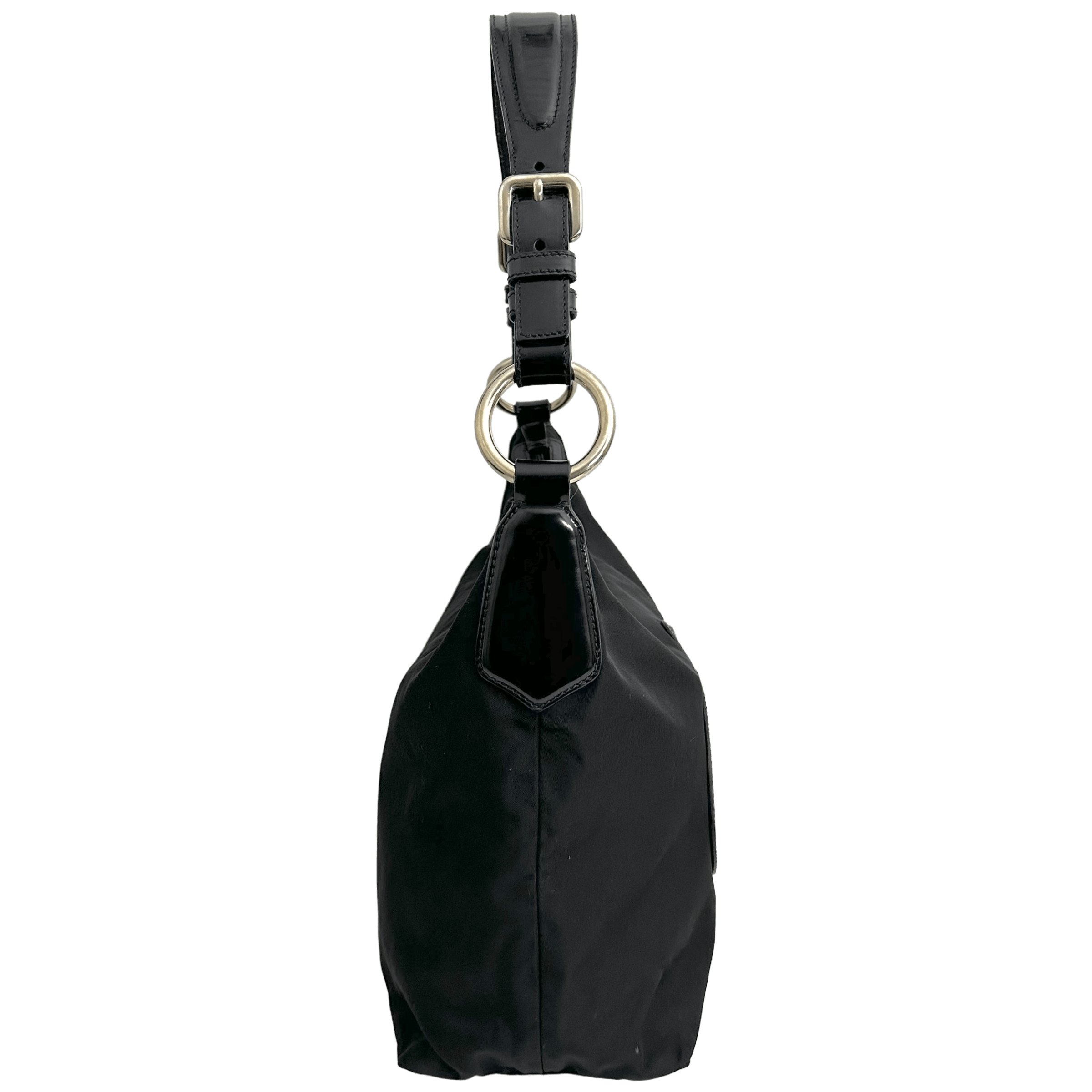 Black Tessuto Nylon Hobo Bag