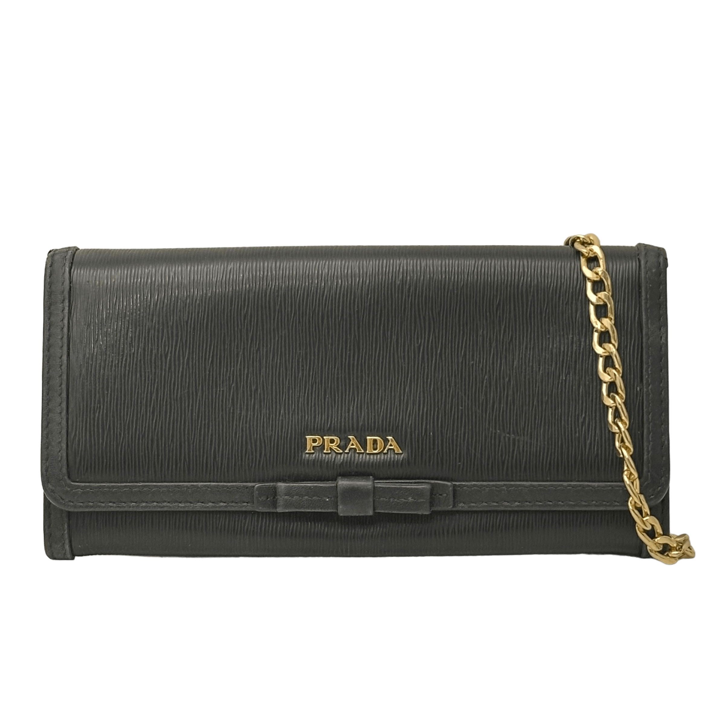 Saffiano Bow Wallet w/ Chain