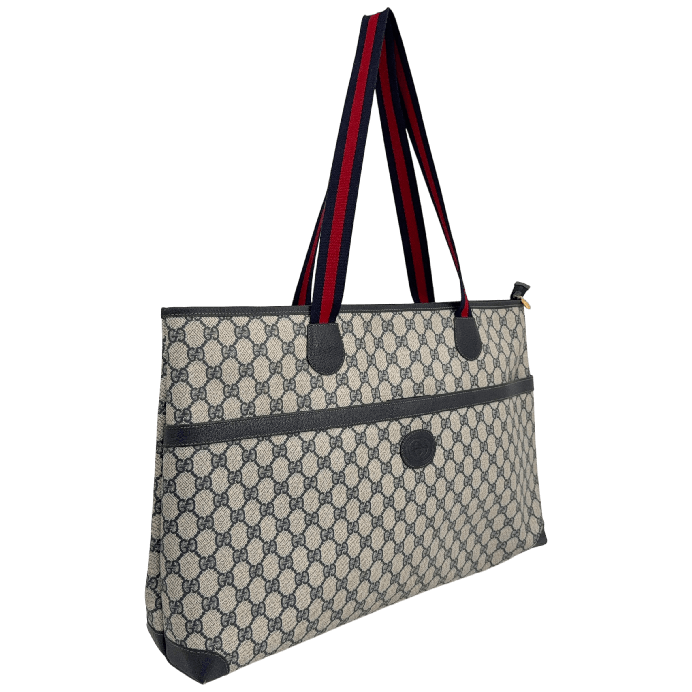 Navy GG Large Shoulder Bag