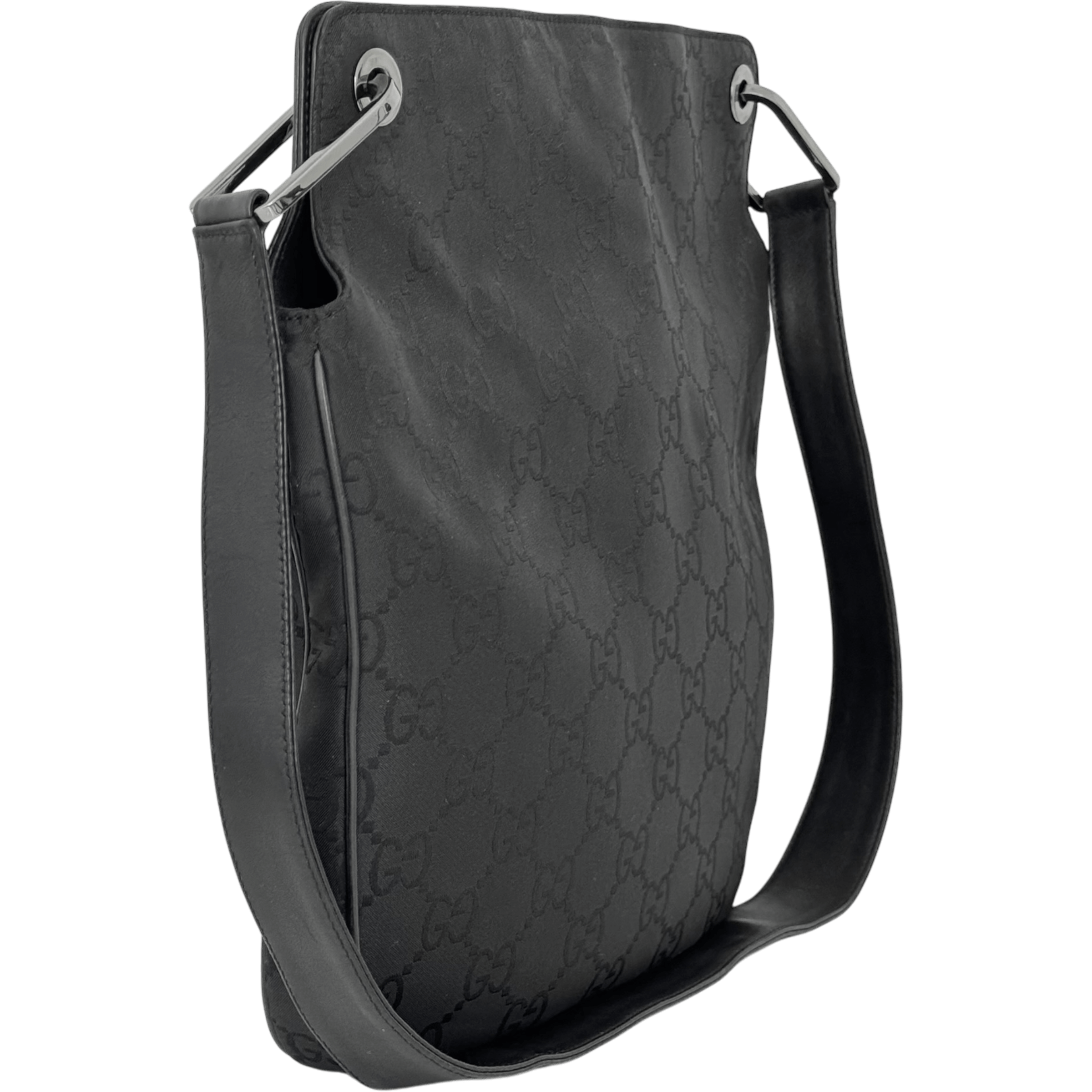 Black GG Nylon Shoulder Bag