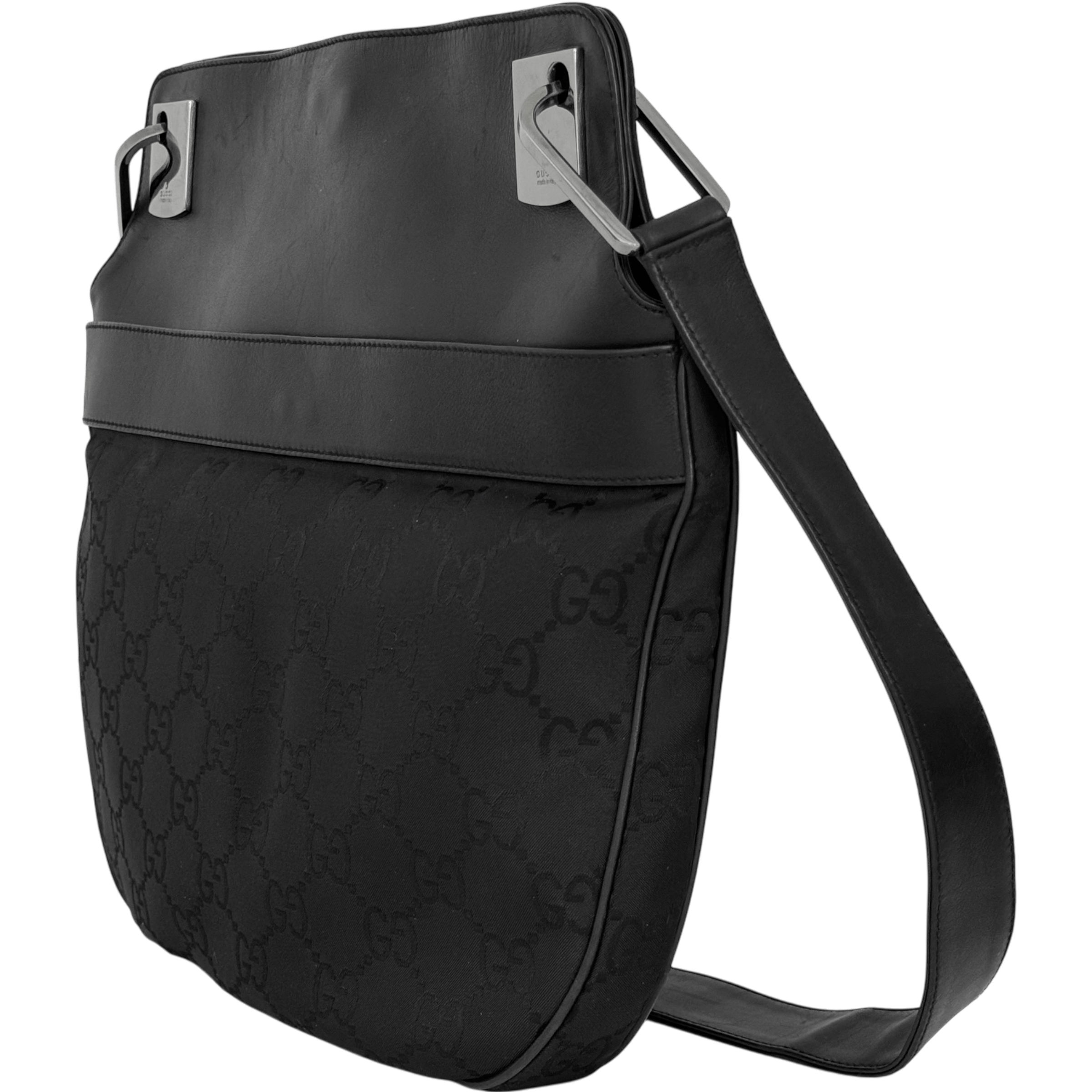 Black GG Nylon Shoulder Bag