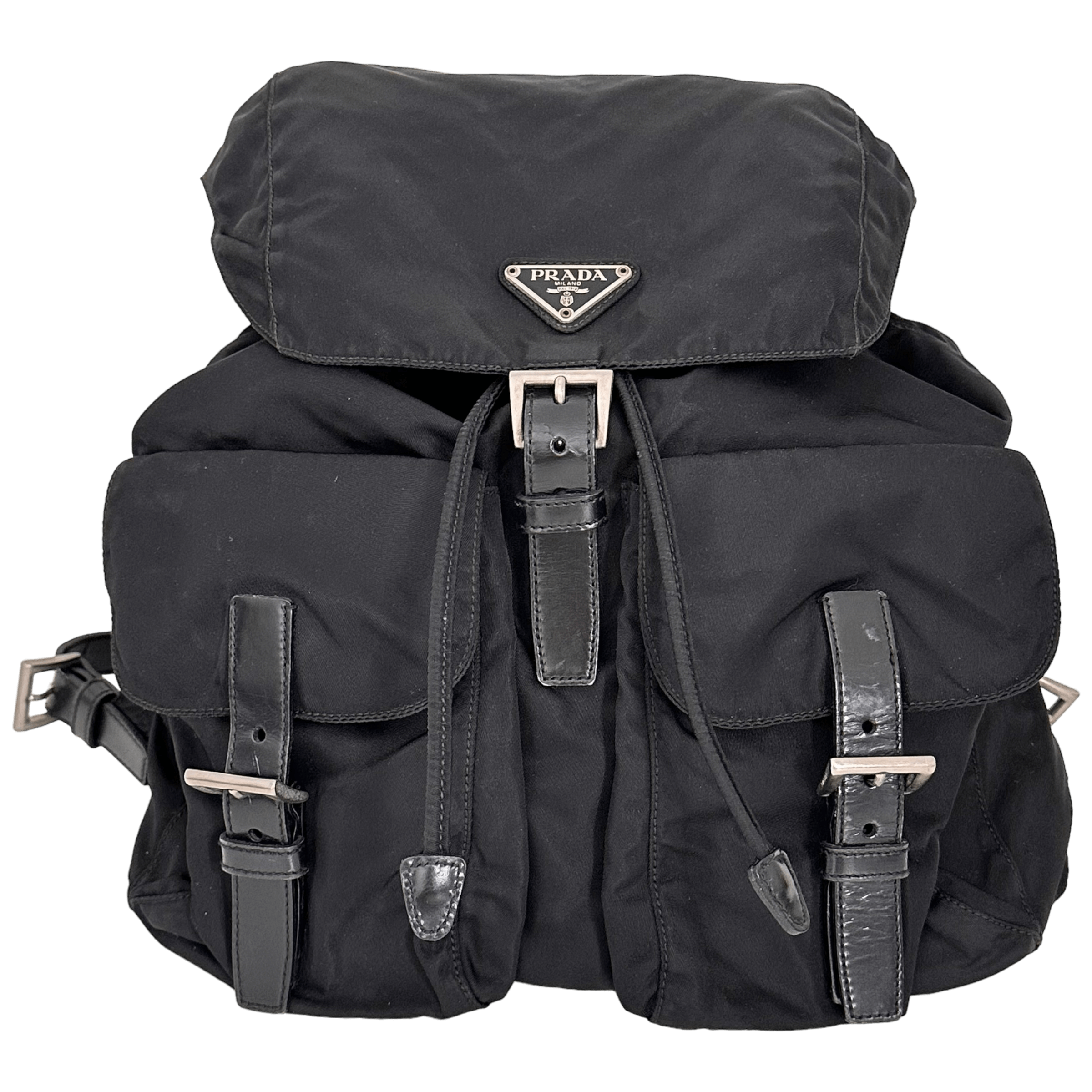 Black Nylon Tessuto Backpack