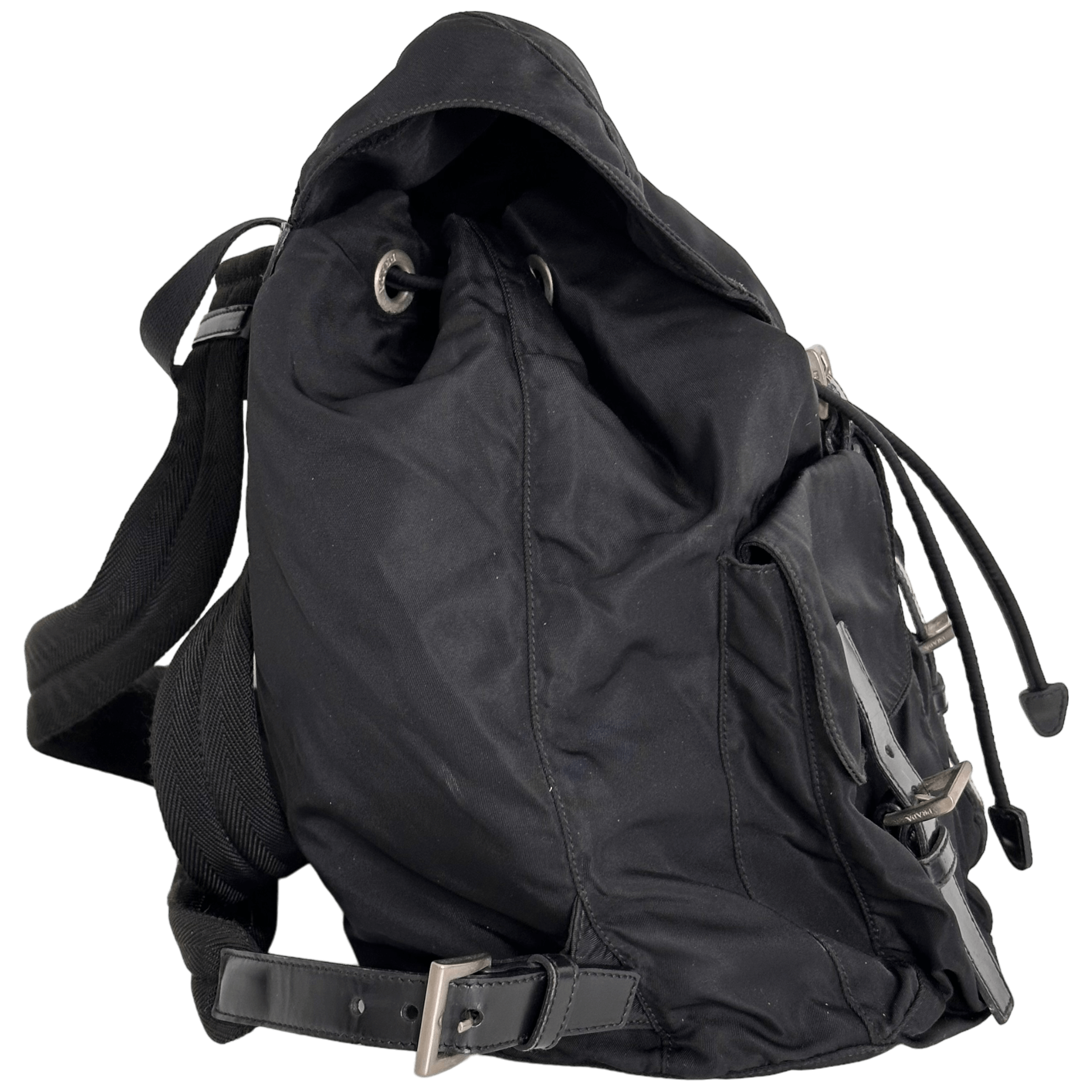 Black Nylon Tessuto Backpack