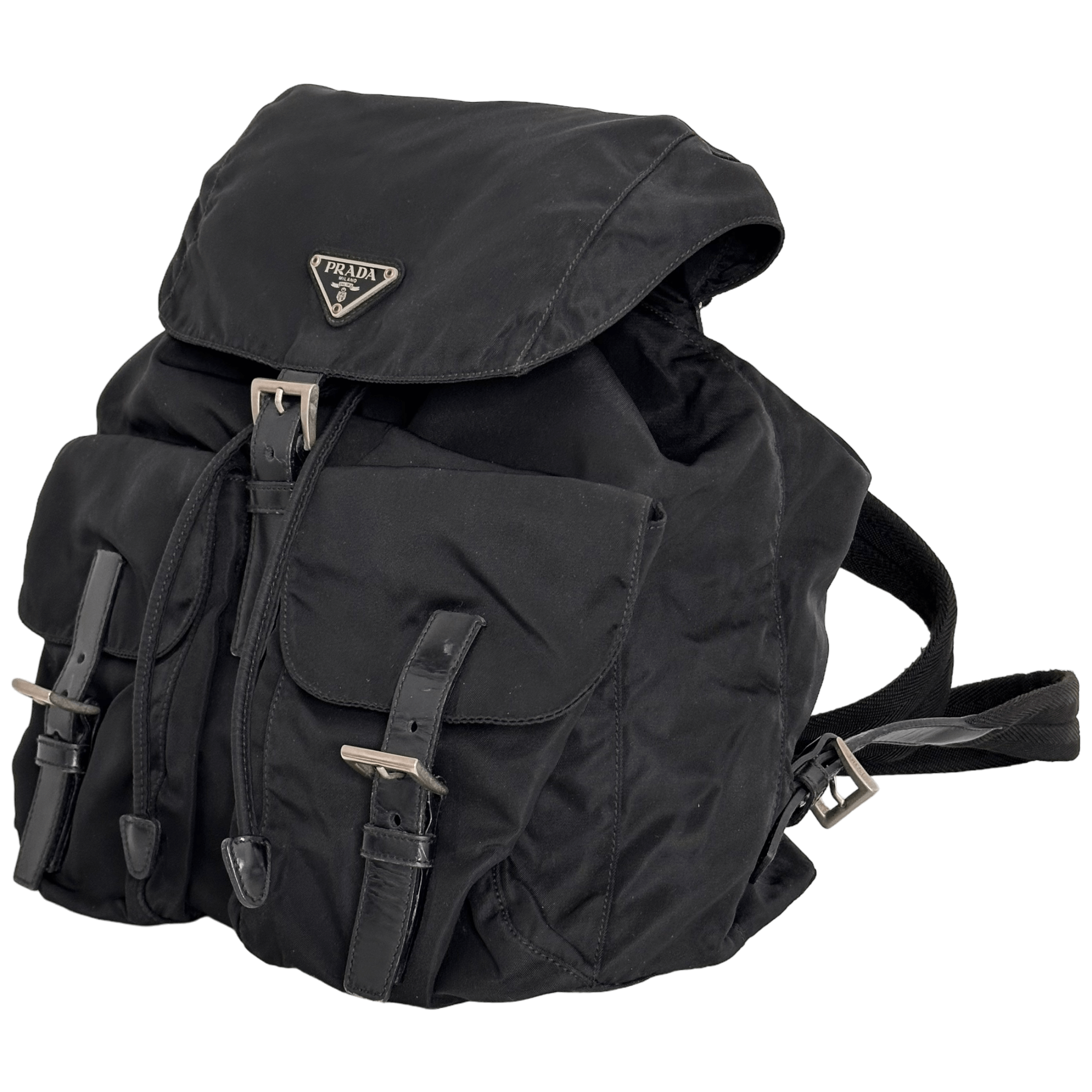 Black Nylon Tessuto Backpack