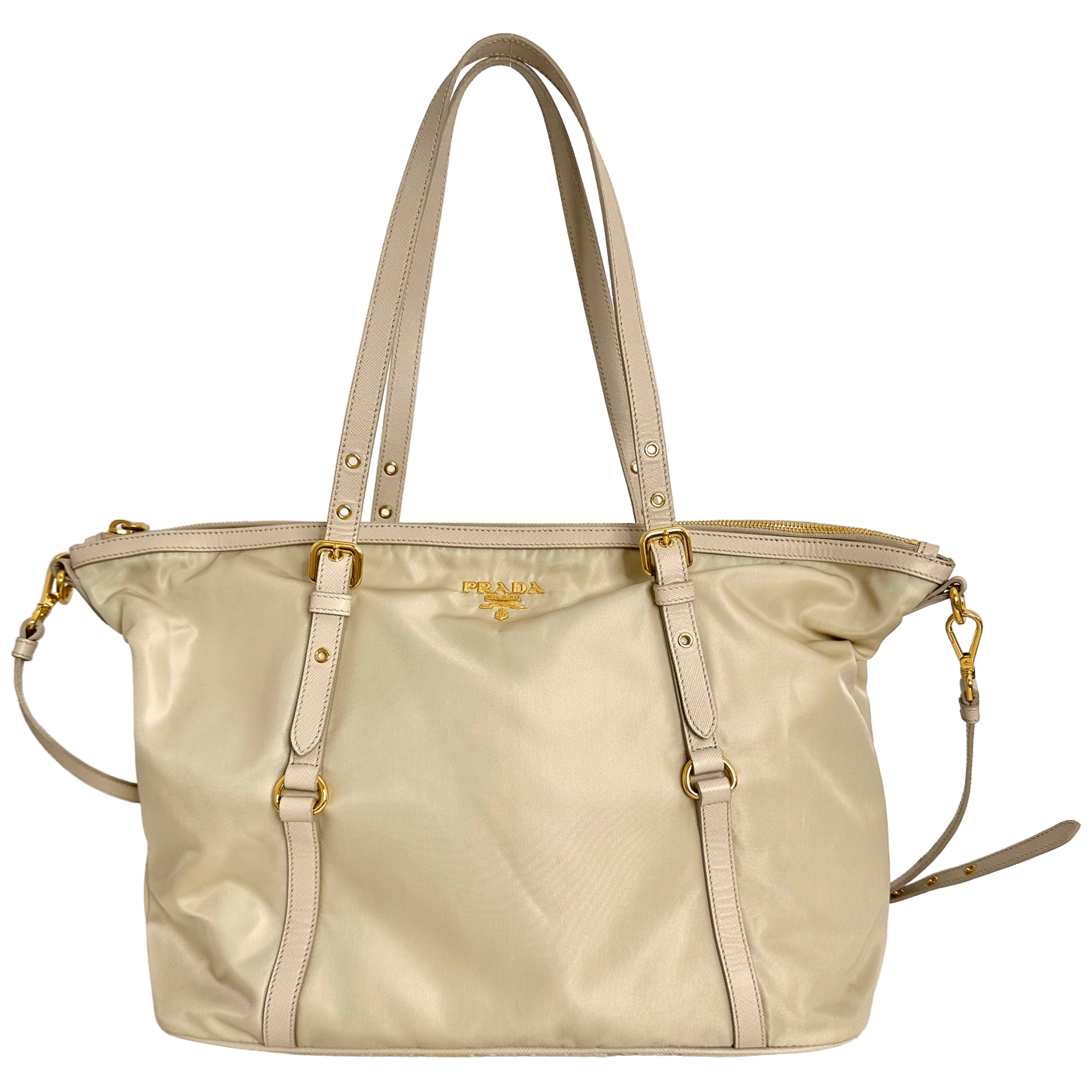 Ivory Nylon Tessuto Tote