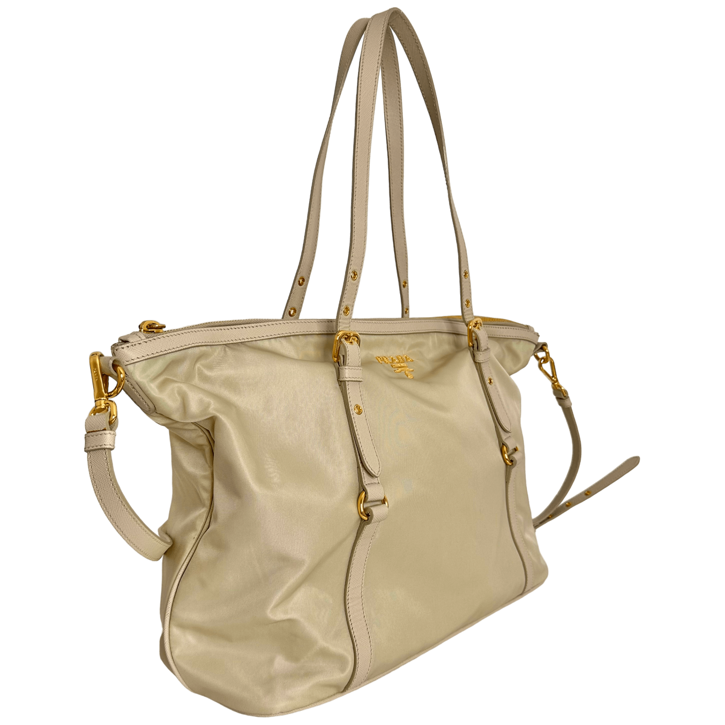 Ivory Nylon Tessuto Tote
