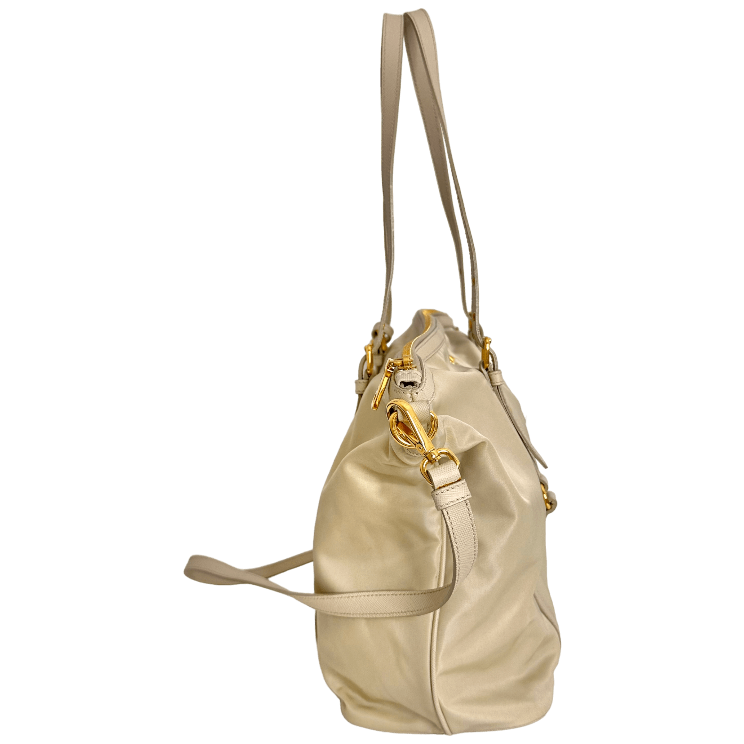 Ivory Nylon Tessuto Tote