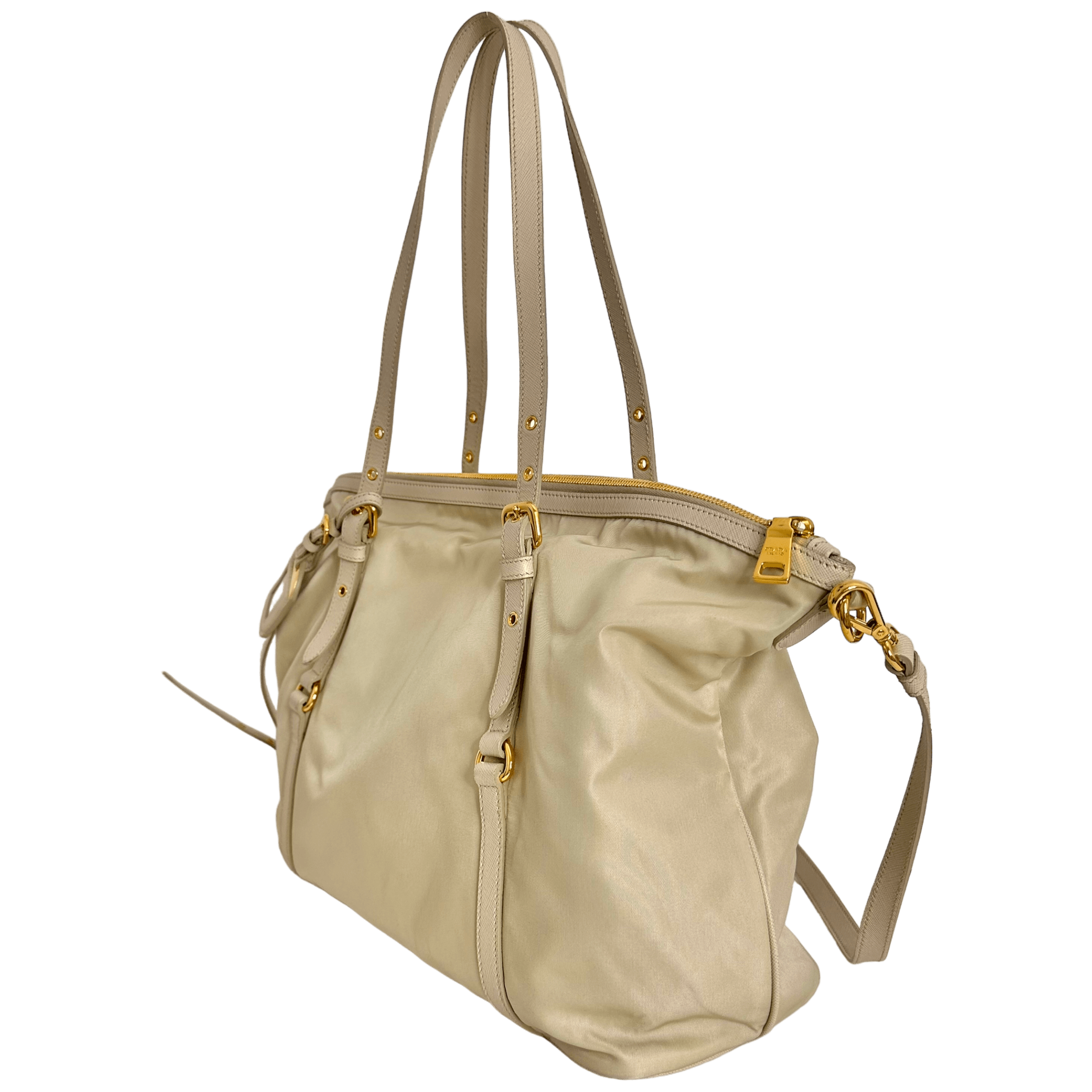 Ivory Nylon Tessuto Tote