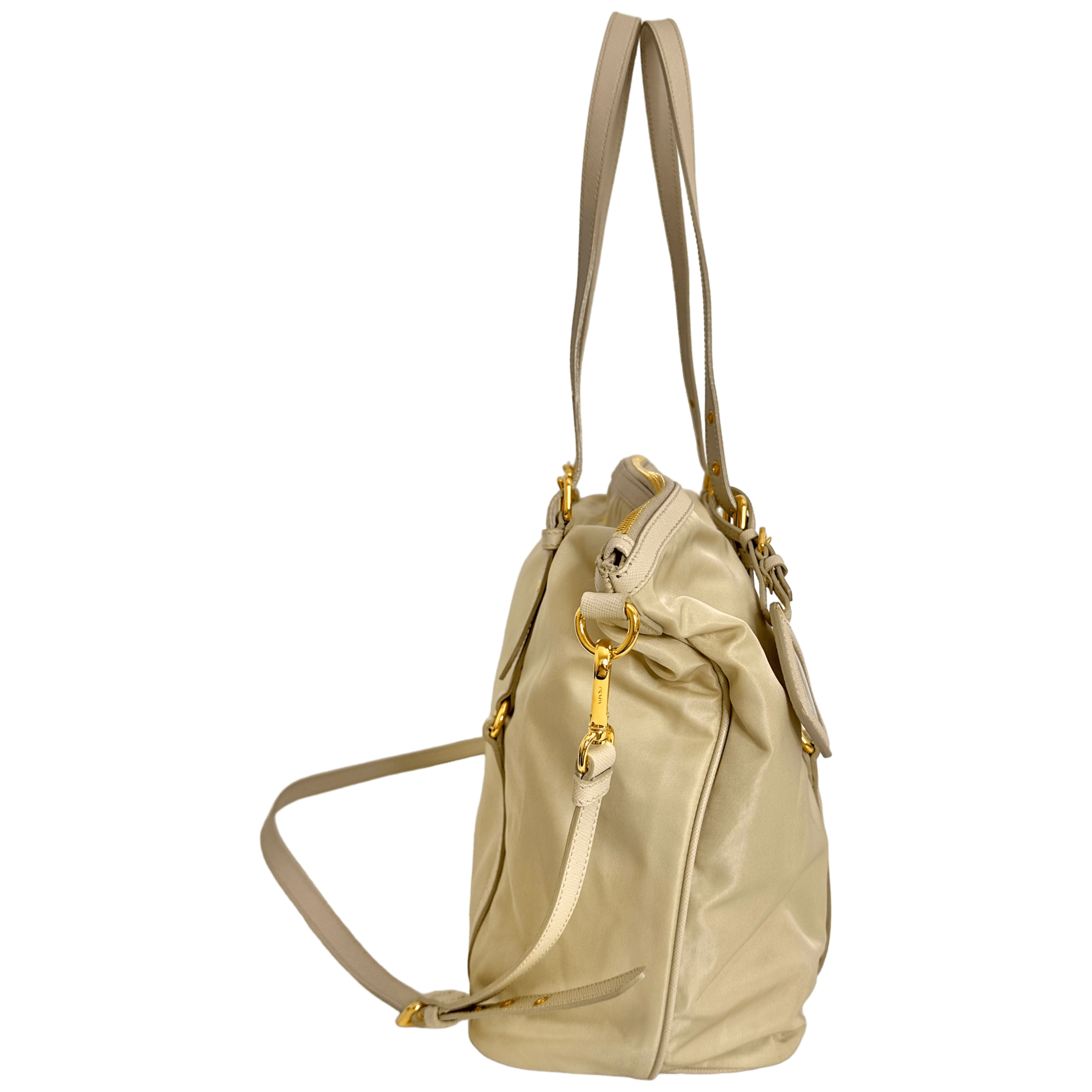 Ivory Nylon Tessuto Tote