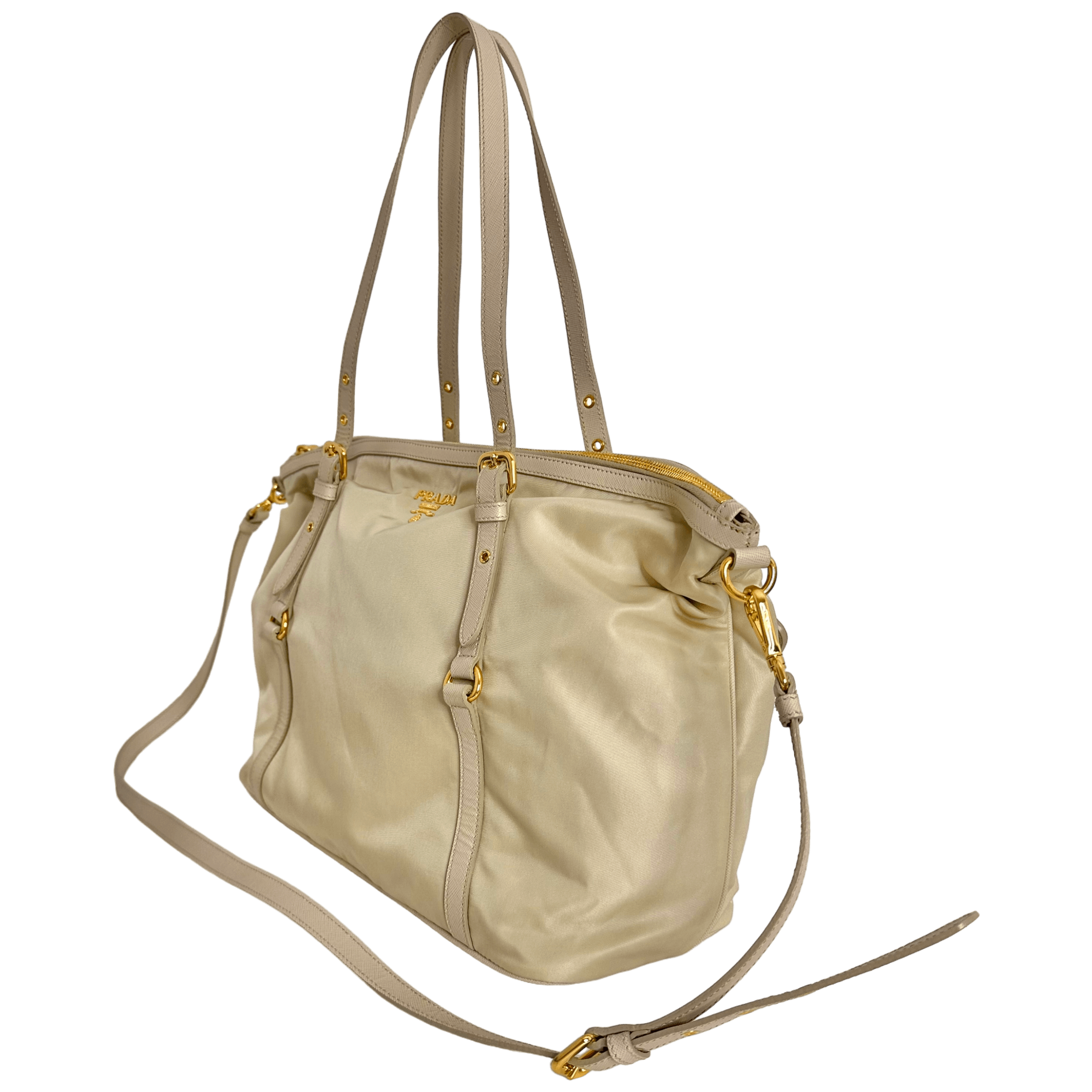Ivory Nylon Tessuto Tote