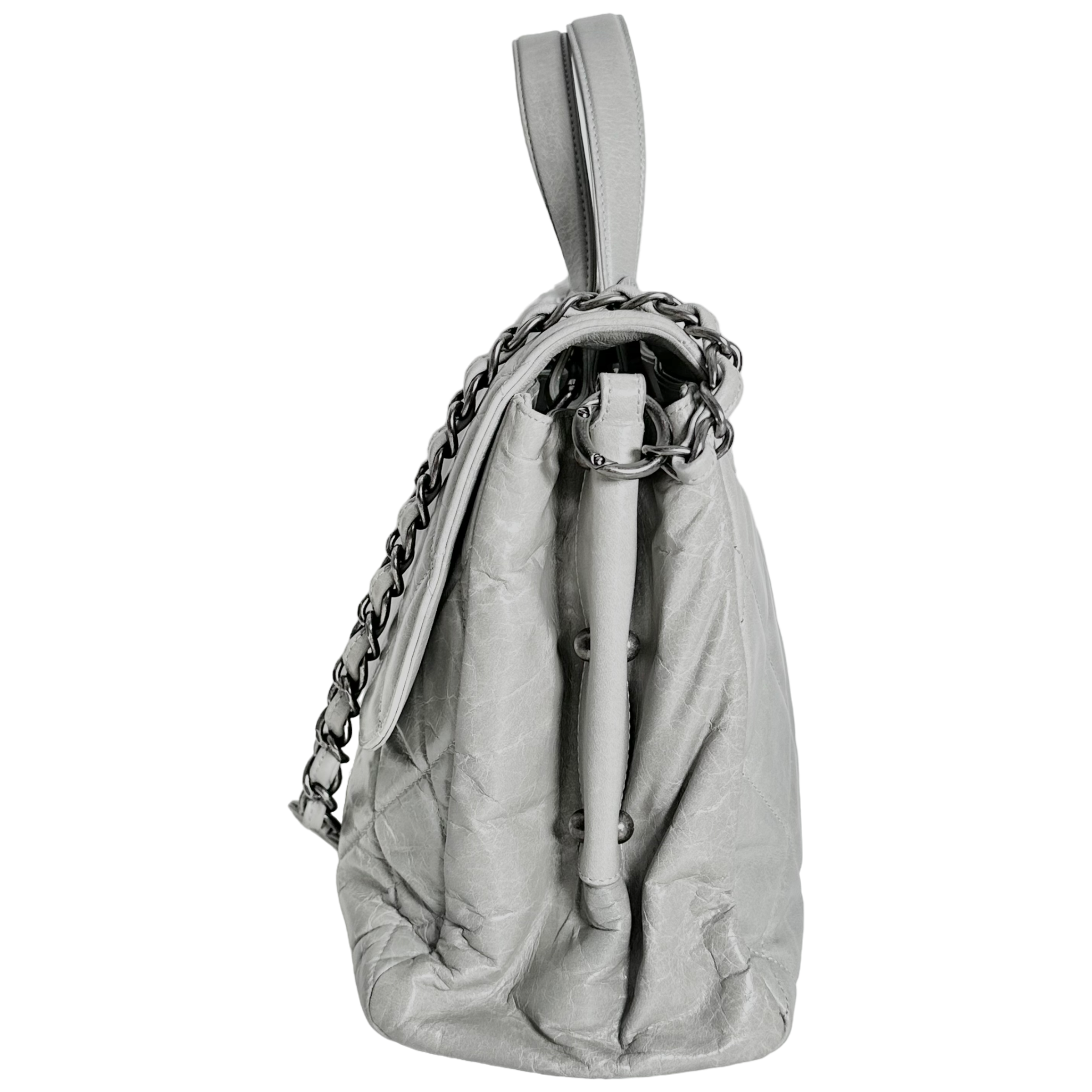 Grey Convertible Boy Aged Calfskin Tote