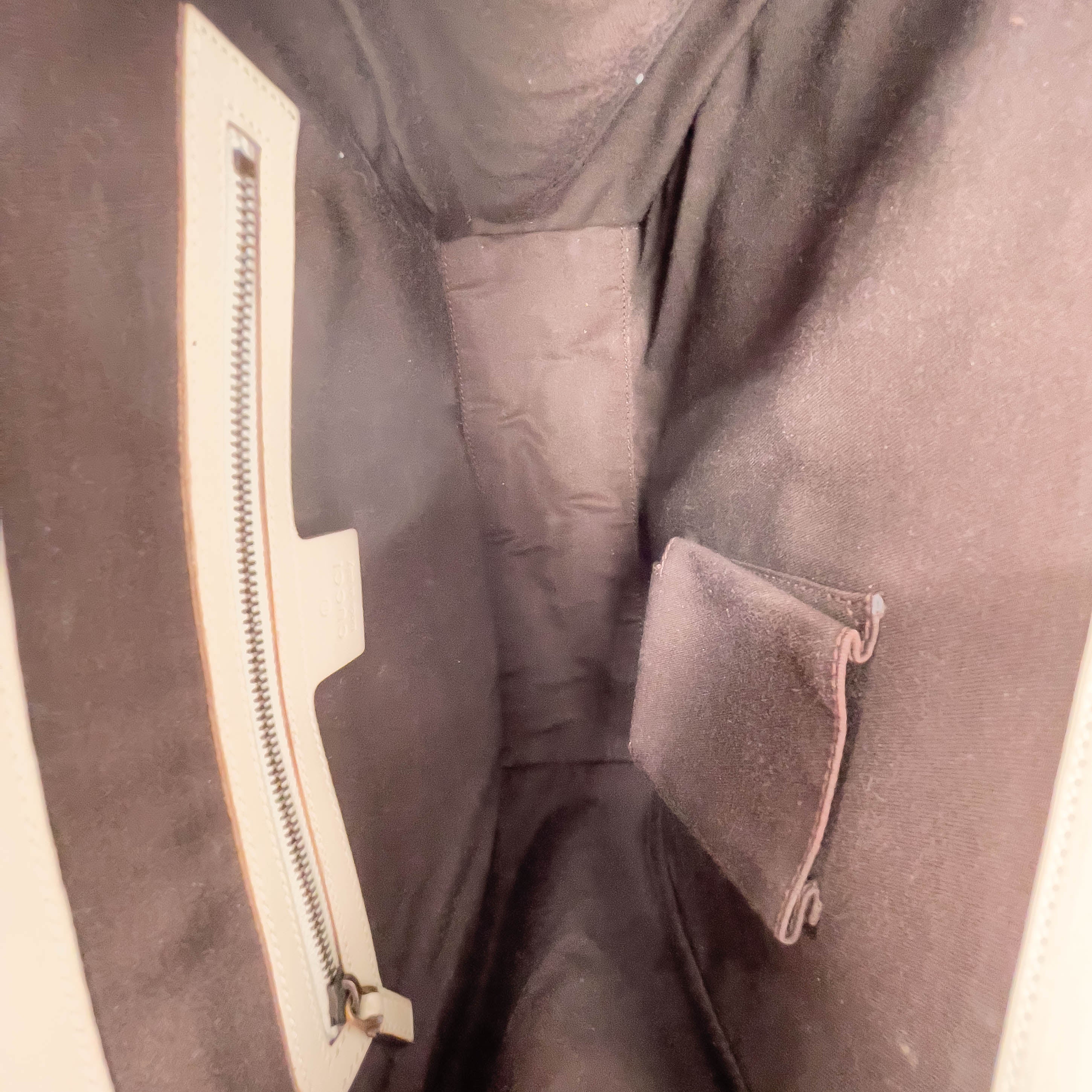 Cream Leather and GG Canvas Handbag
