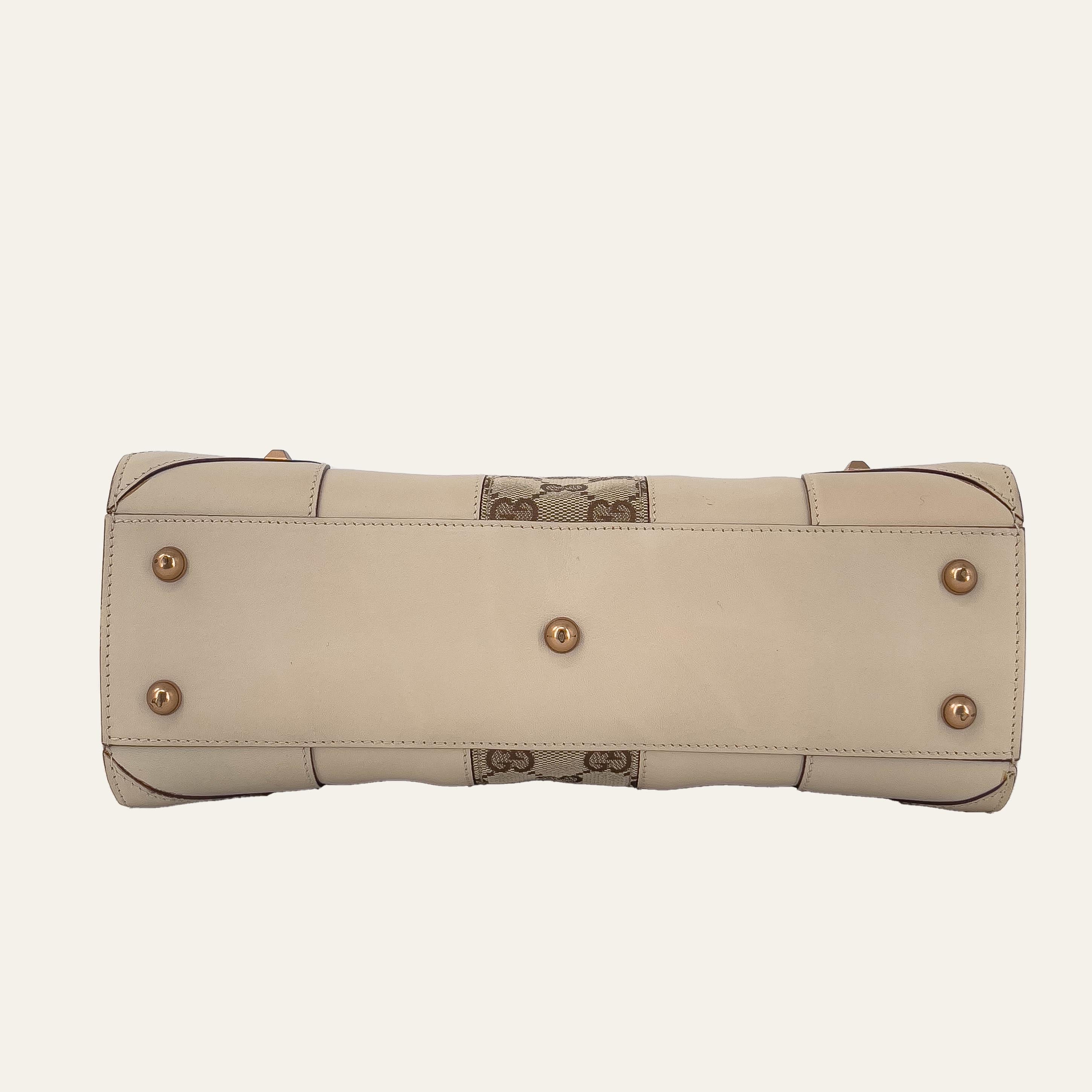 Cream Leather and GG Canvas Handbag