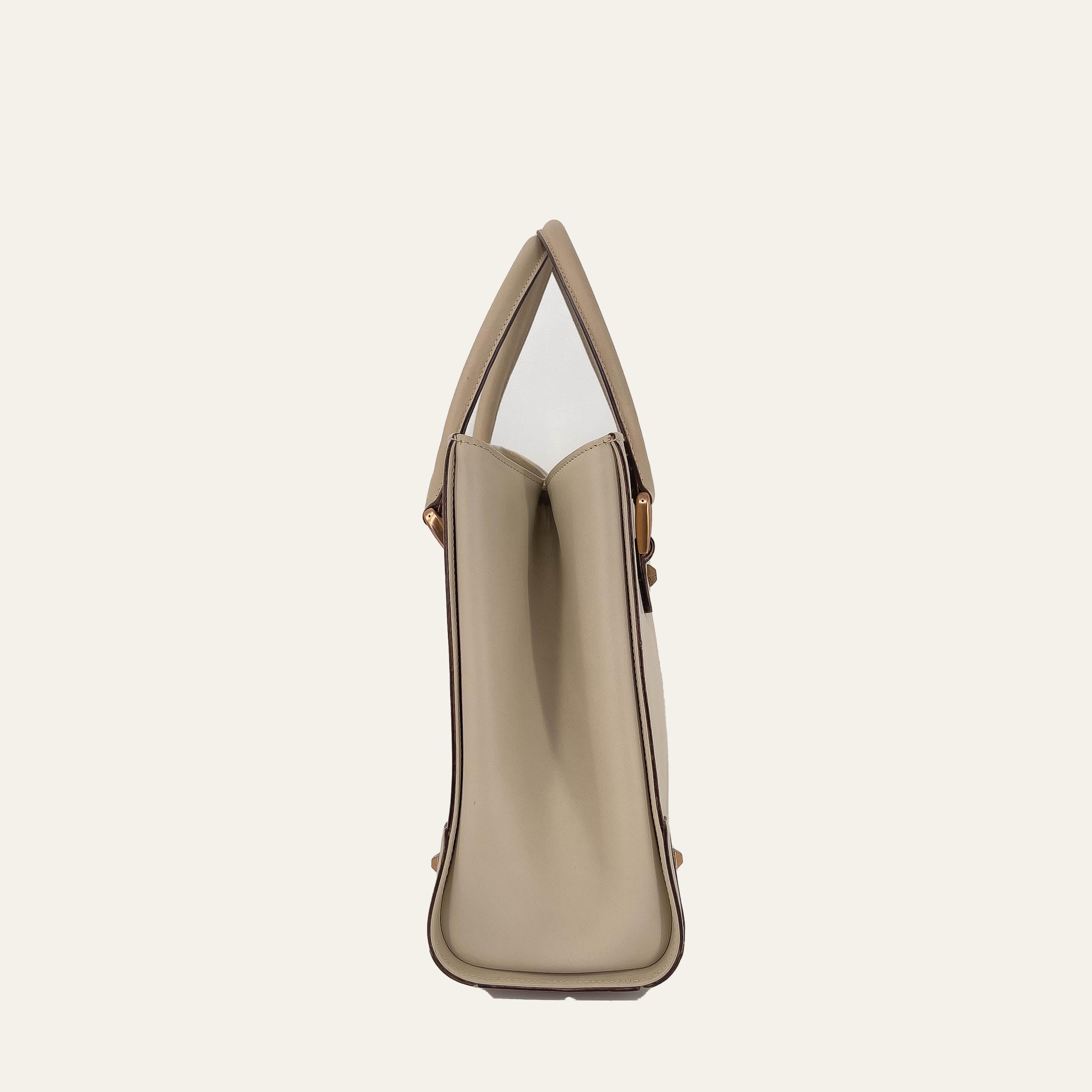 Cream Leather and GG Canvas Handbag
