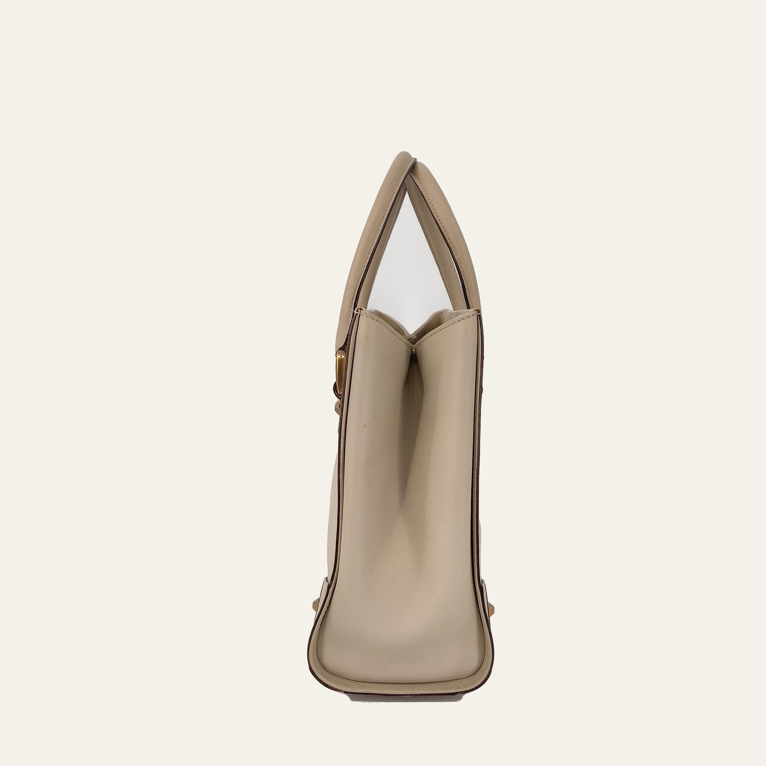 Cream Leather and GG Canvas Handbag