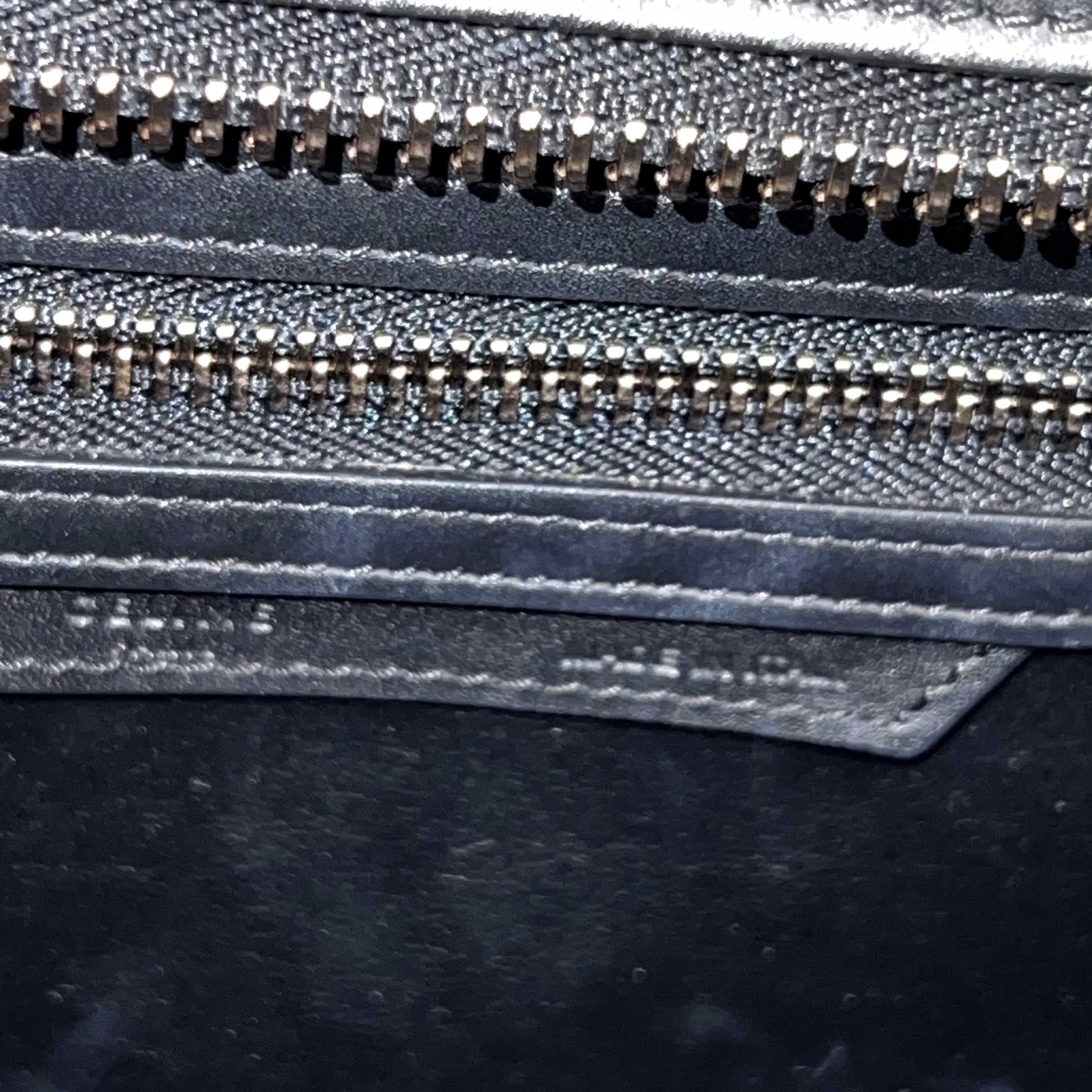 Black Micro Luggage Tote in Smooth Calfskin