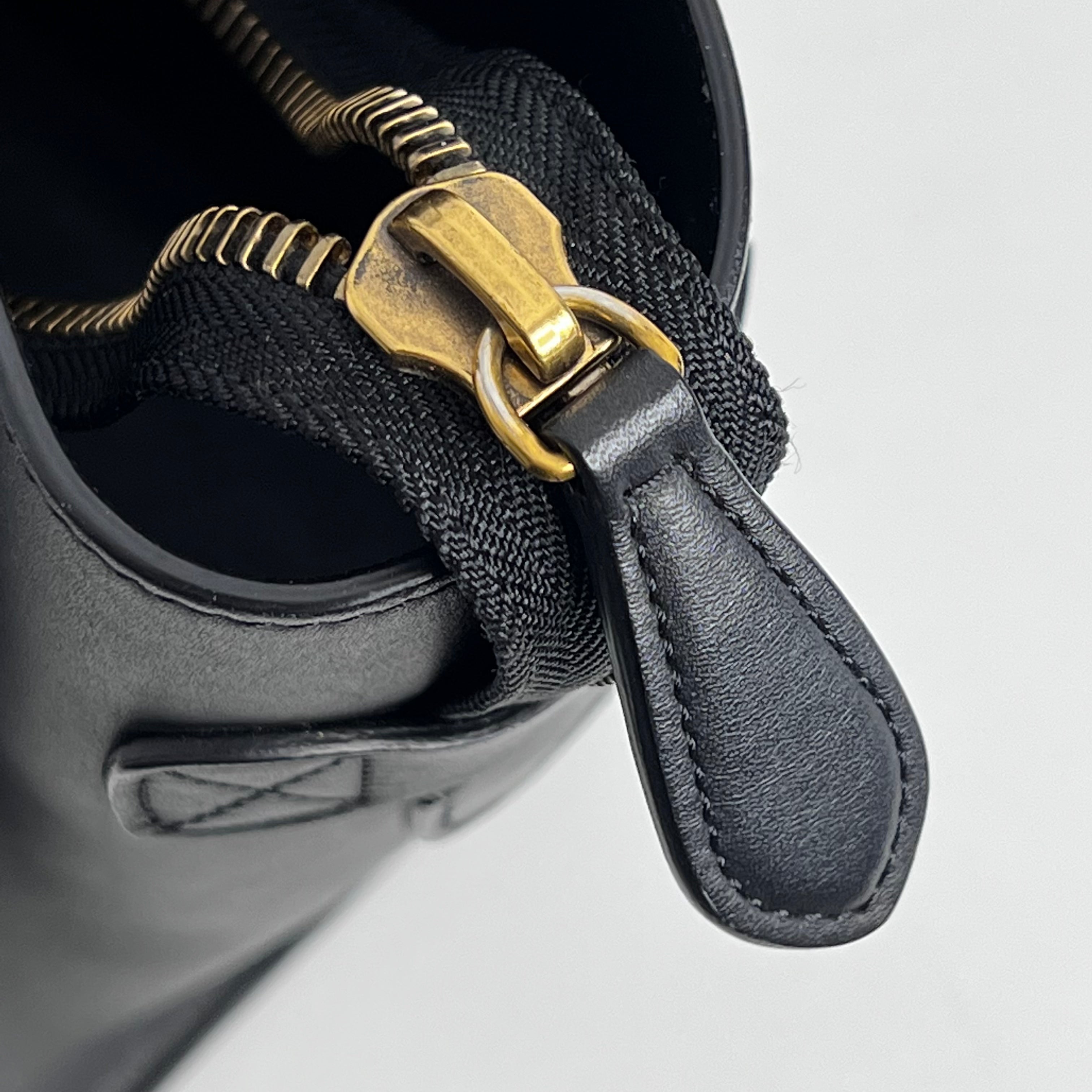 Black Micro Luggage Tote in Smooth Calfskin