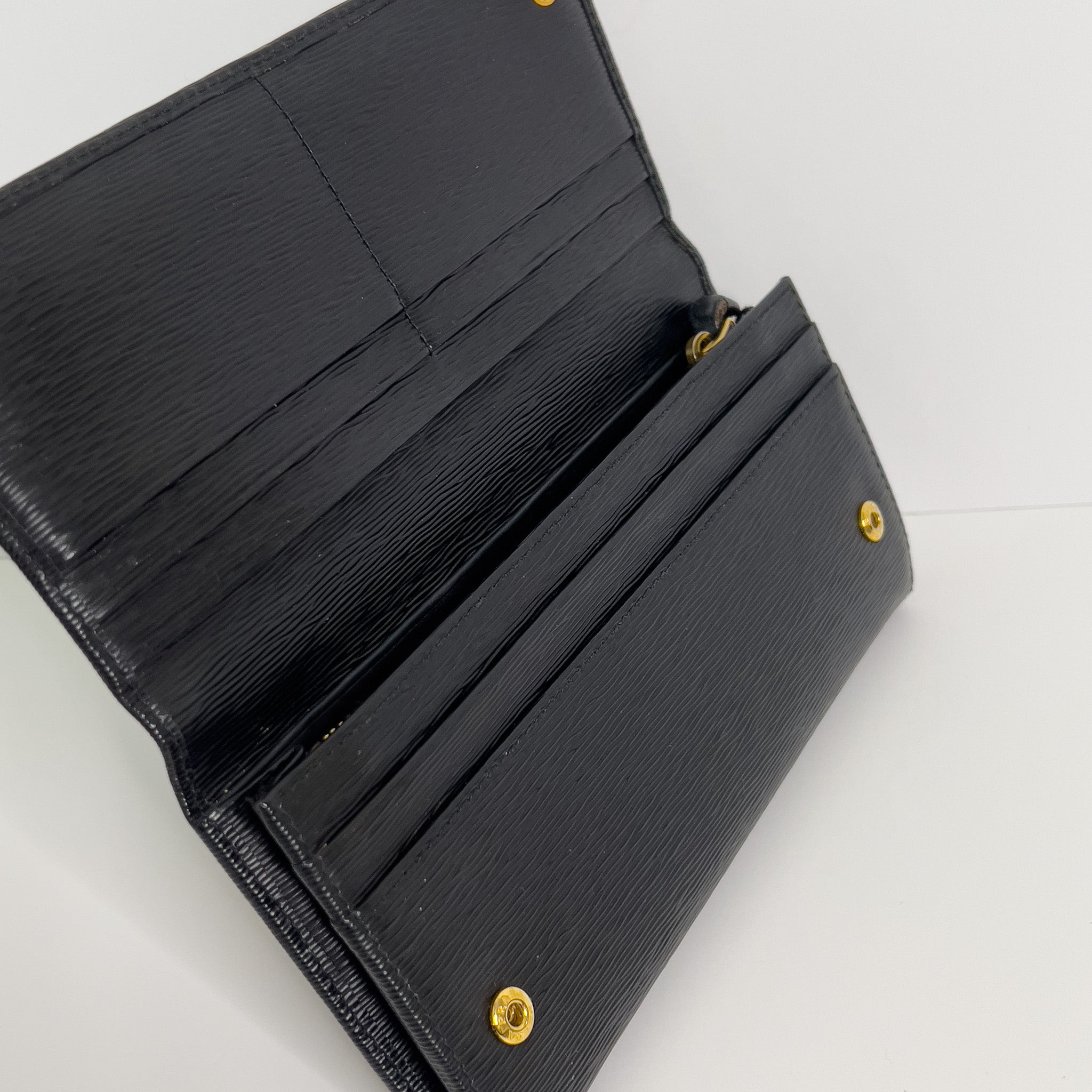 Black Leather Wallet with Chain