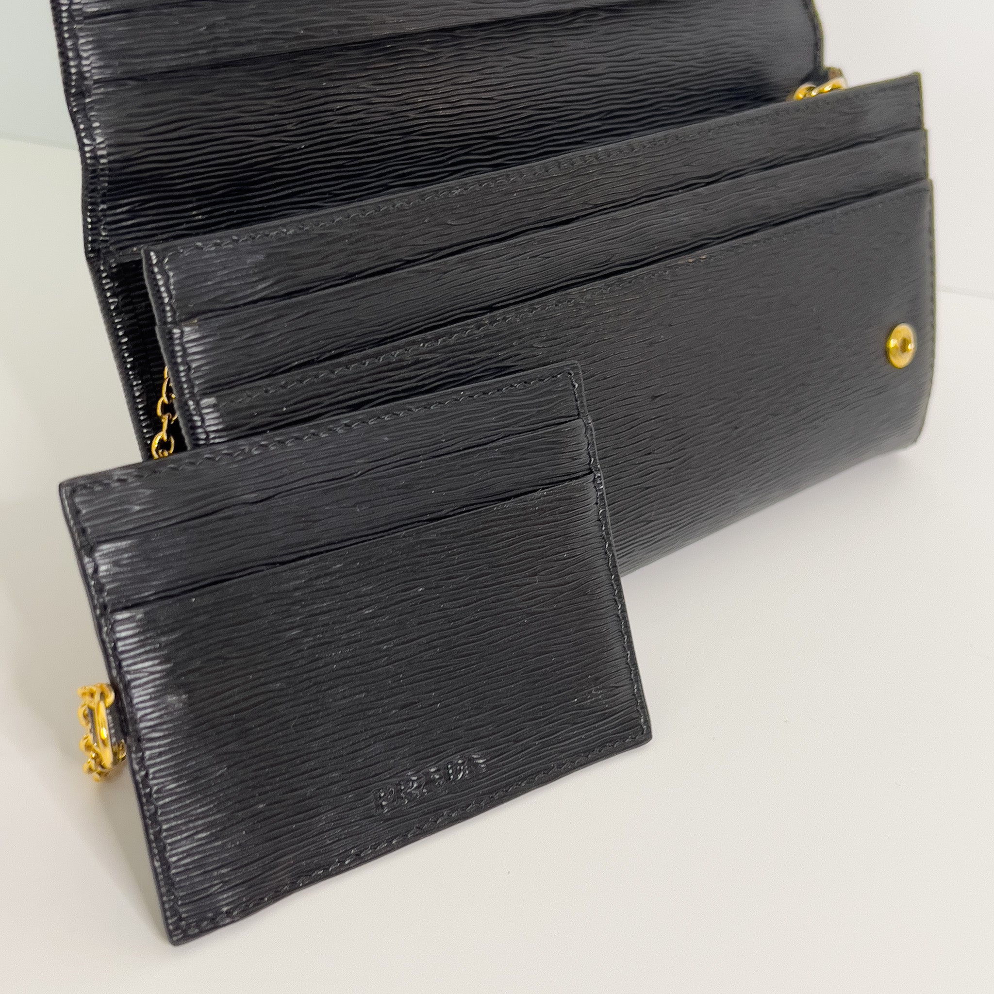 Black Leather Wallet with Chain