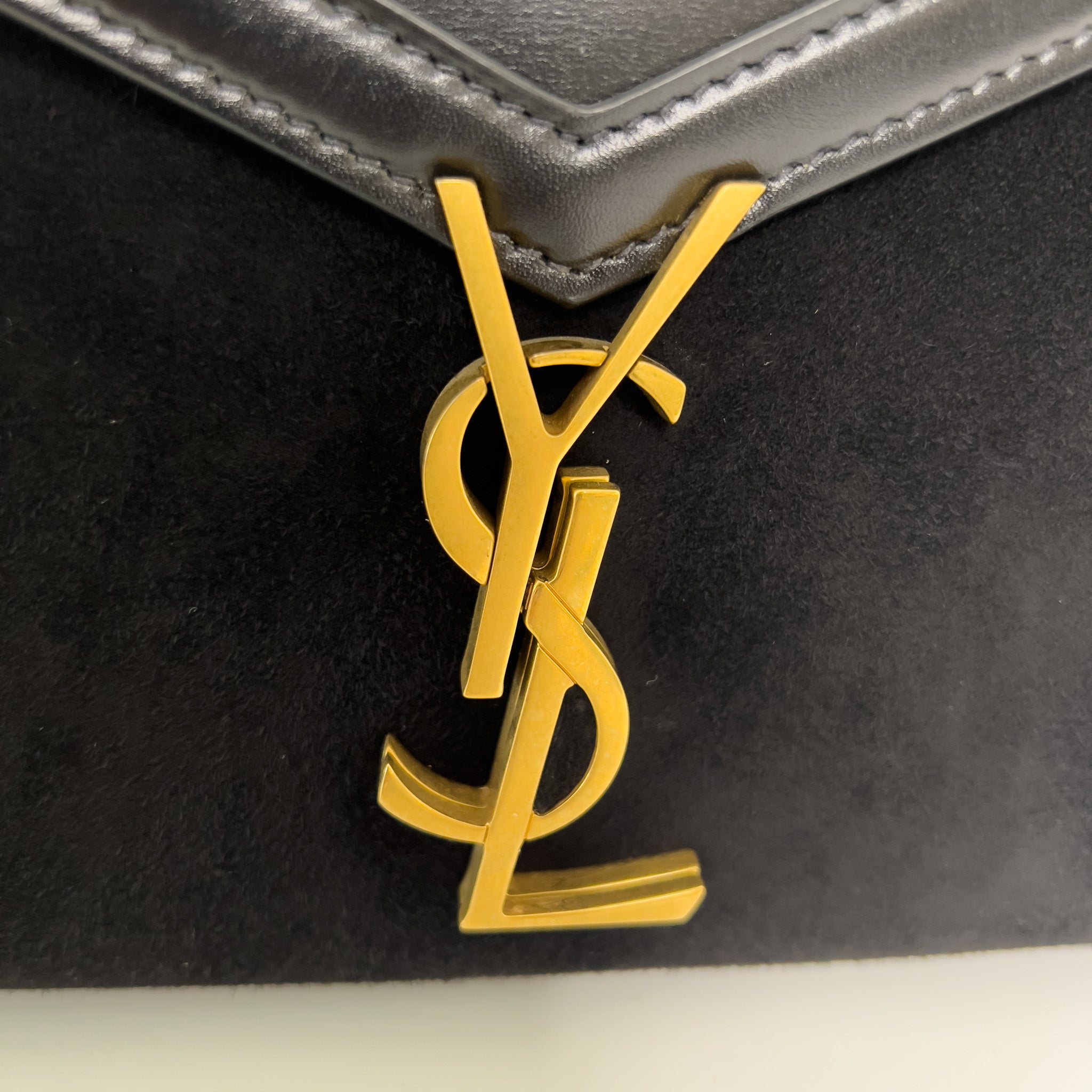 Medium Cassandra Top Handle Leather and Suade