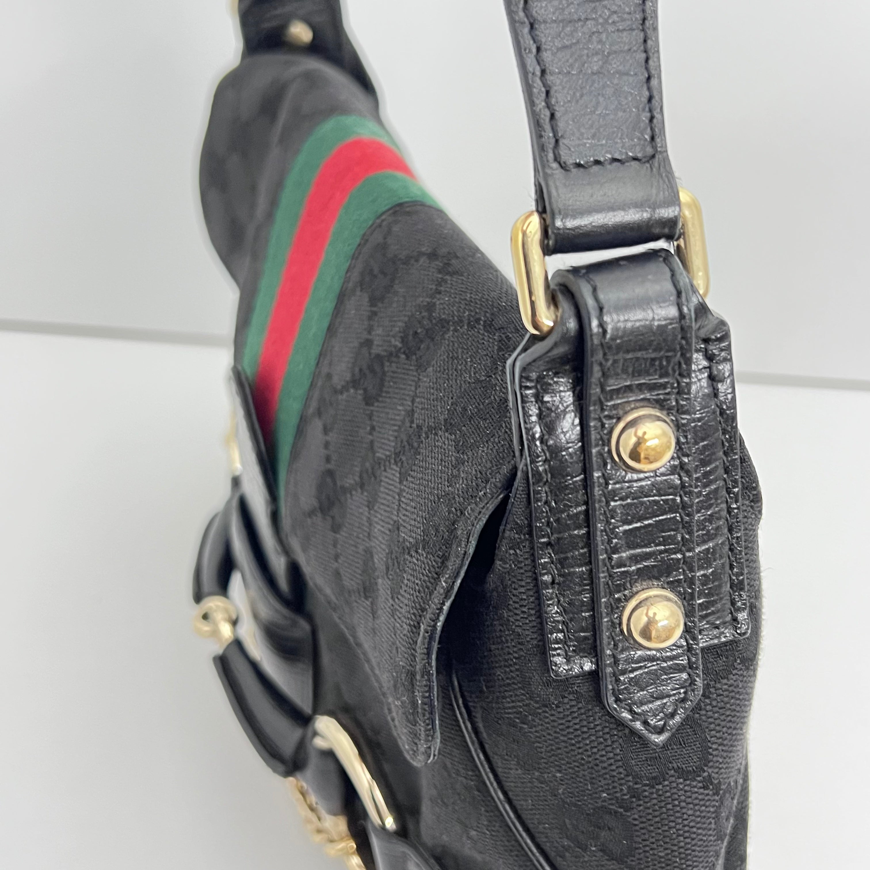 Black Horsebit Shoulder Bag