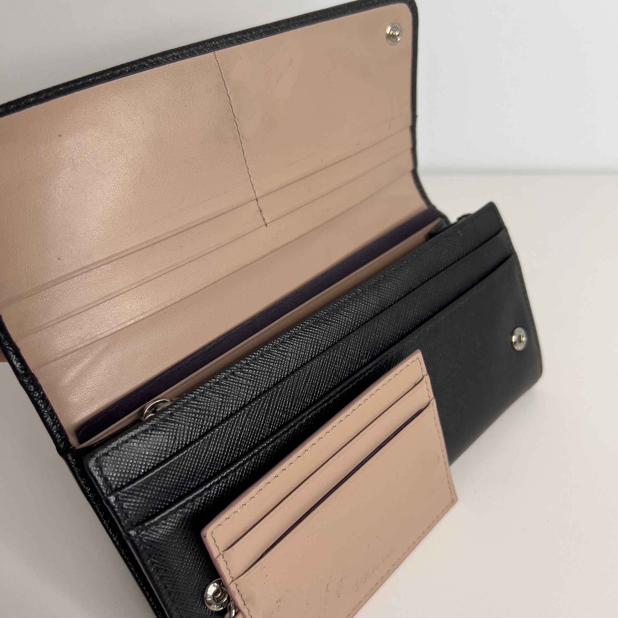 Black Saffiano Long Wallet