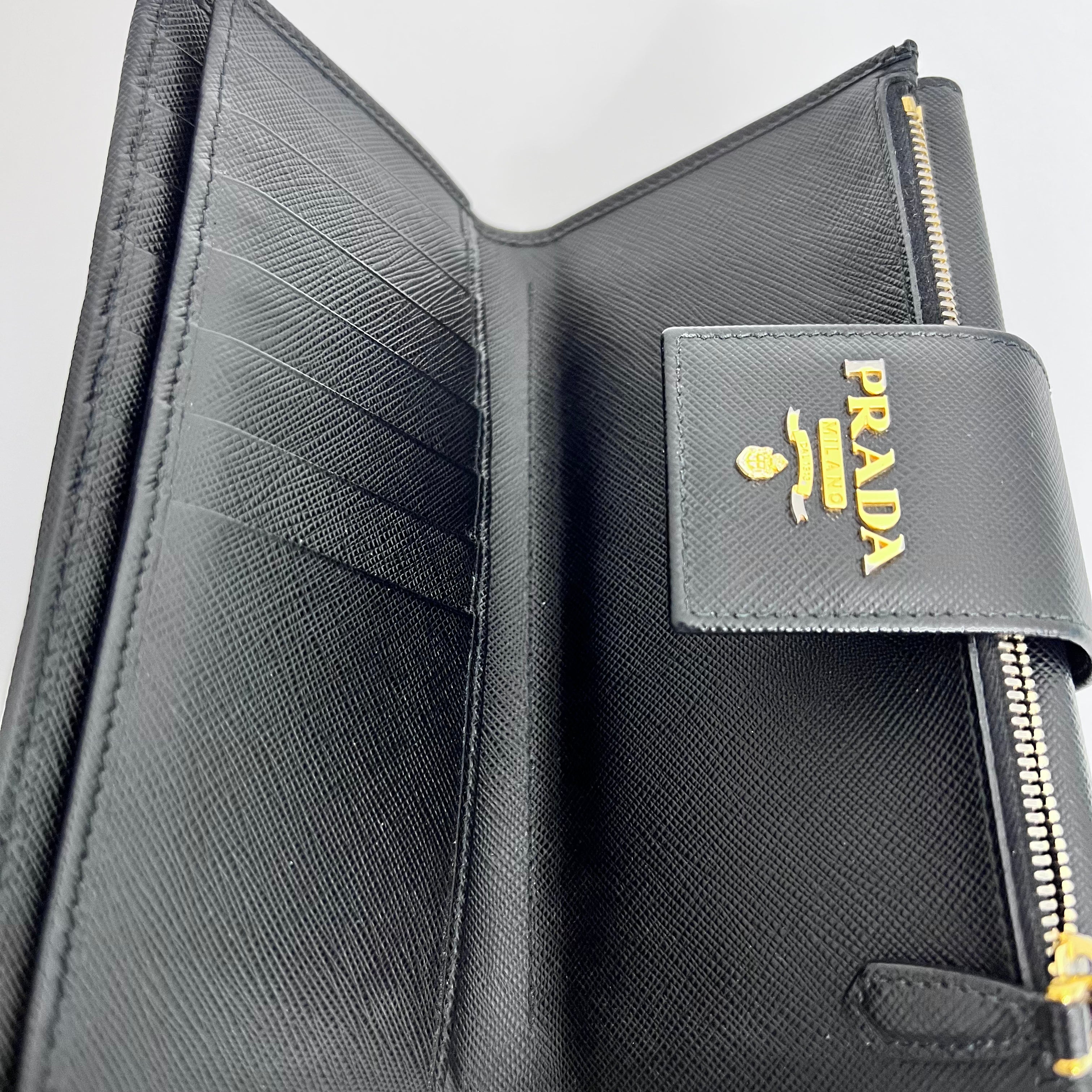 Black Saffiano Long Wallet