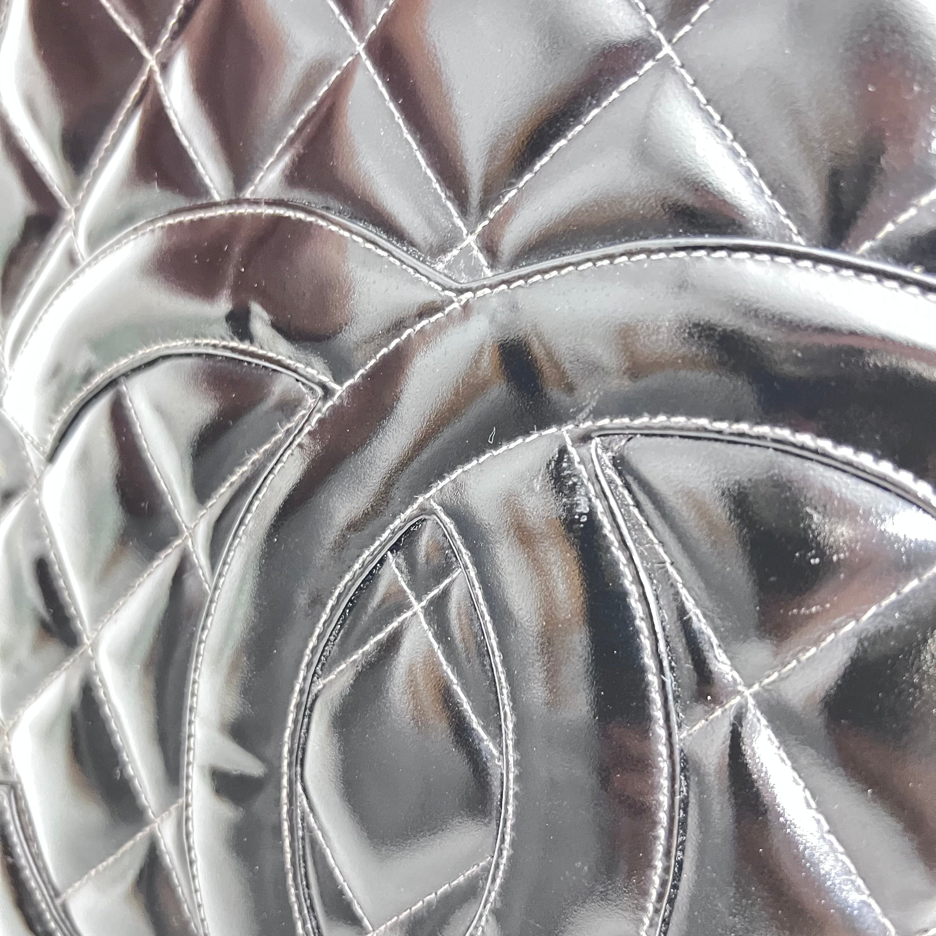 Black Patent Medallion Tote