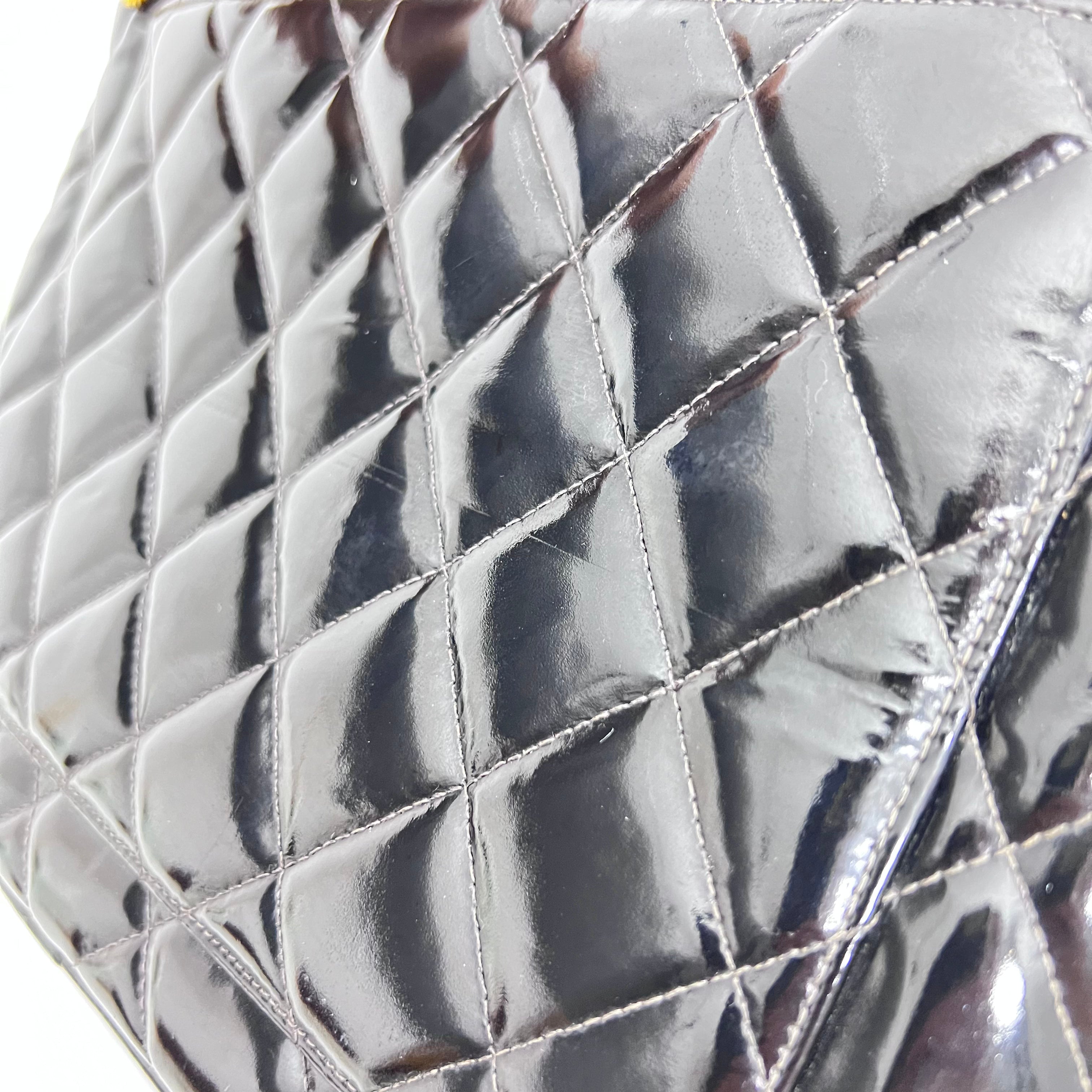 Black Patent Medallion Tote