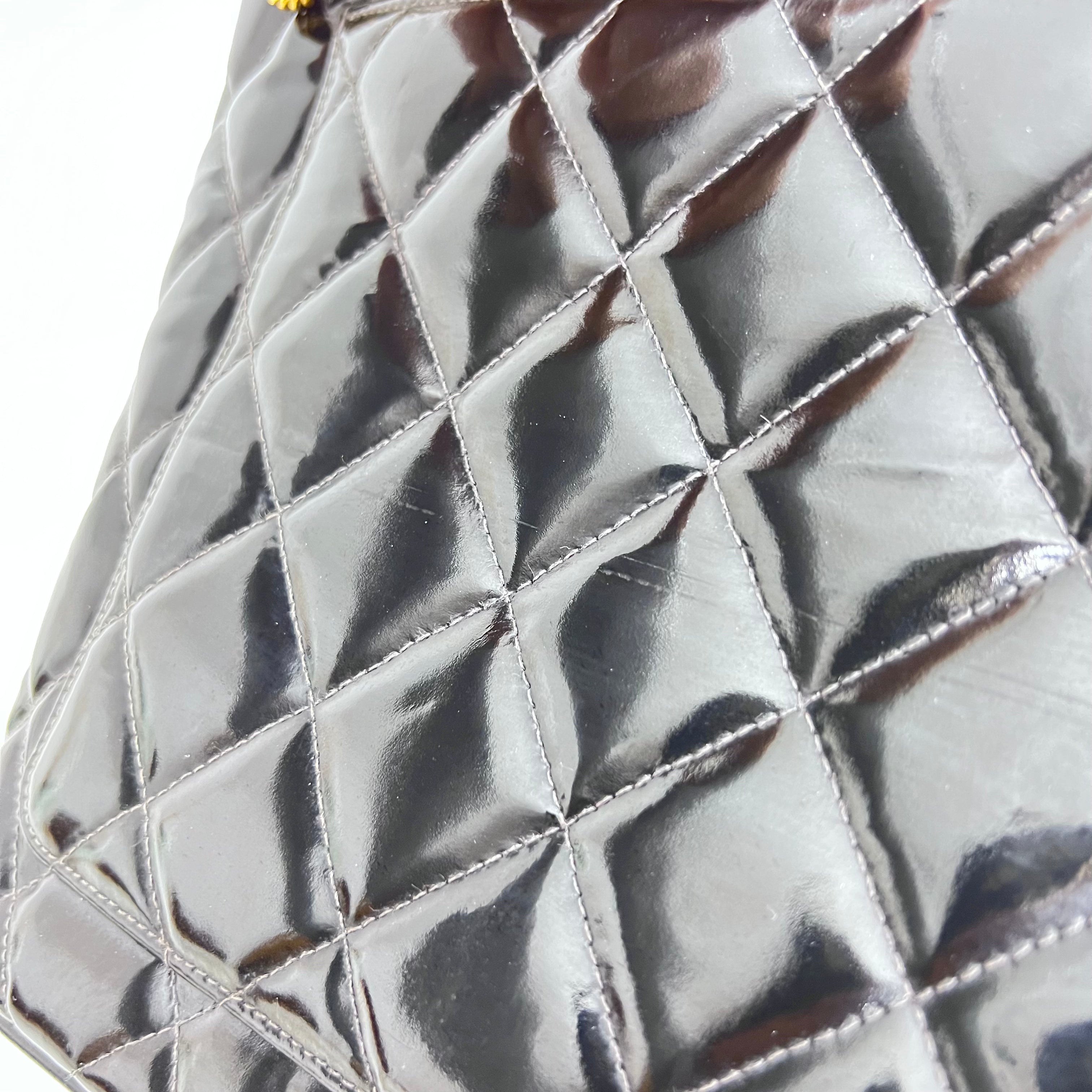 Black Patent Medallion Tote