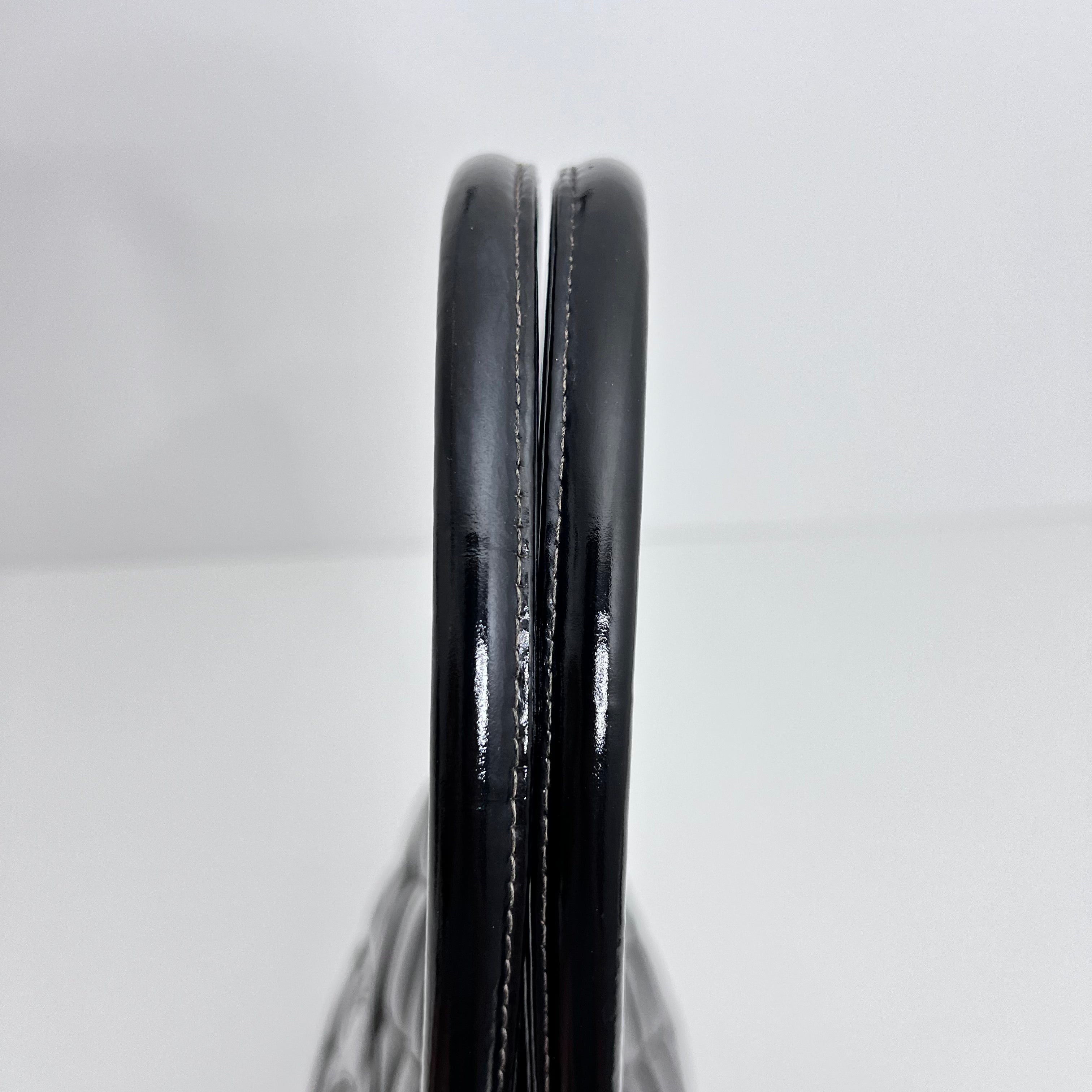 Black Patent Medallion Tote