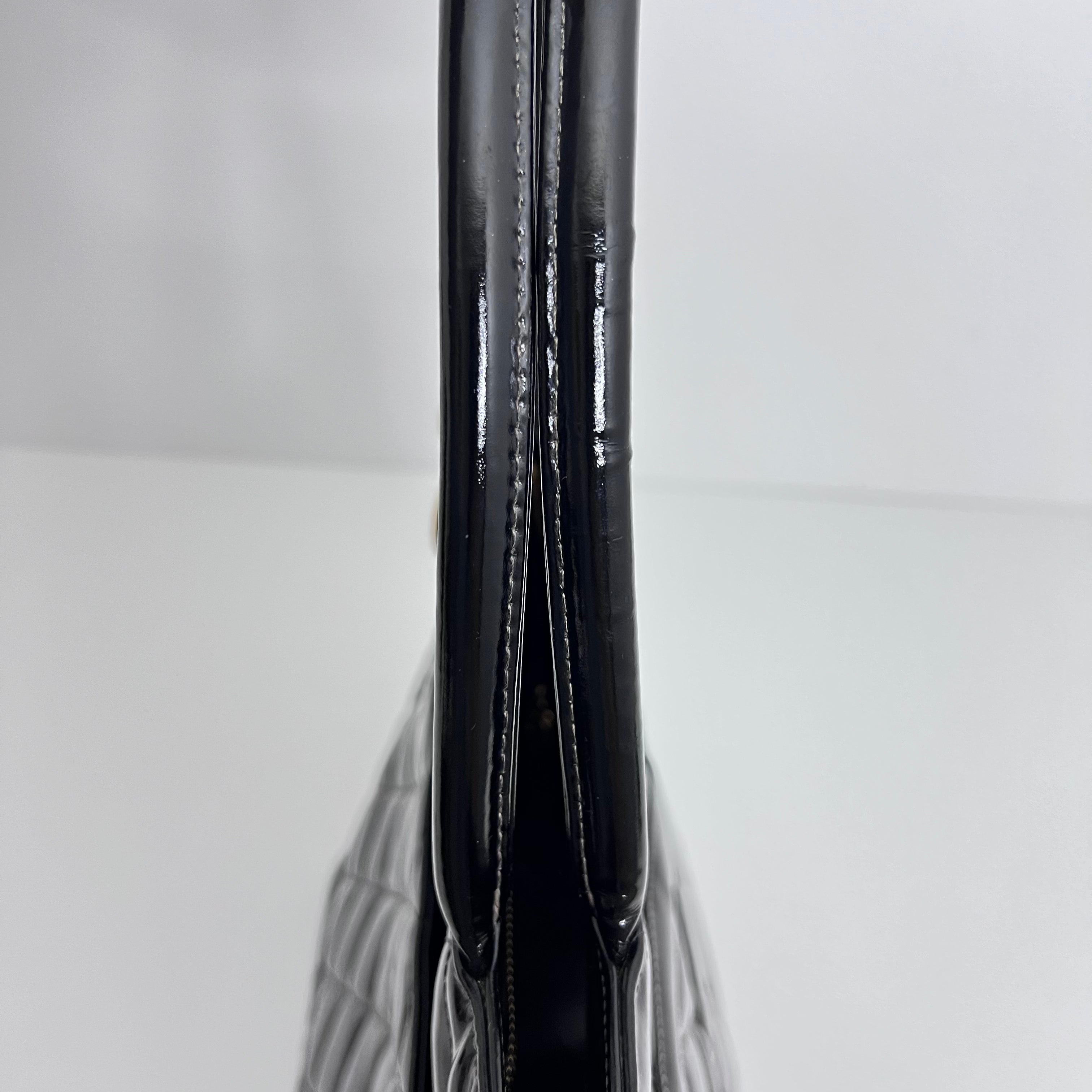 Black Patent Medallion Tote