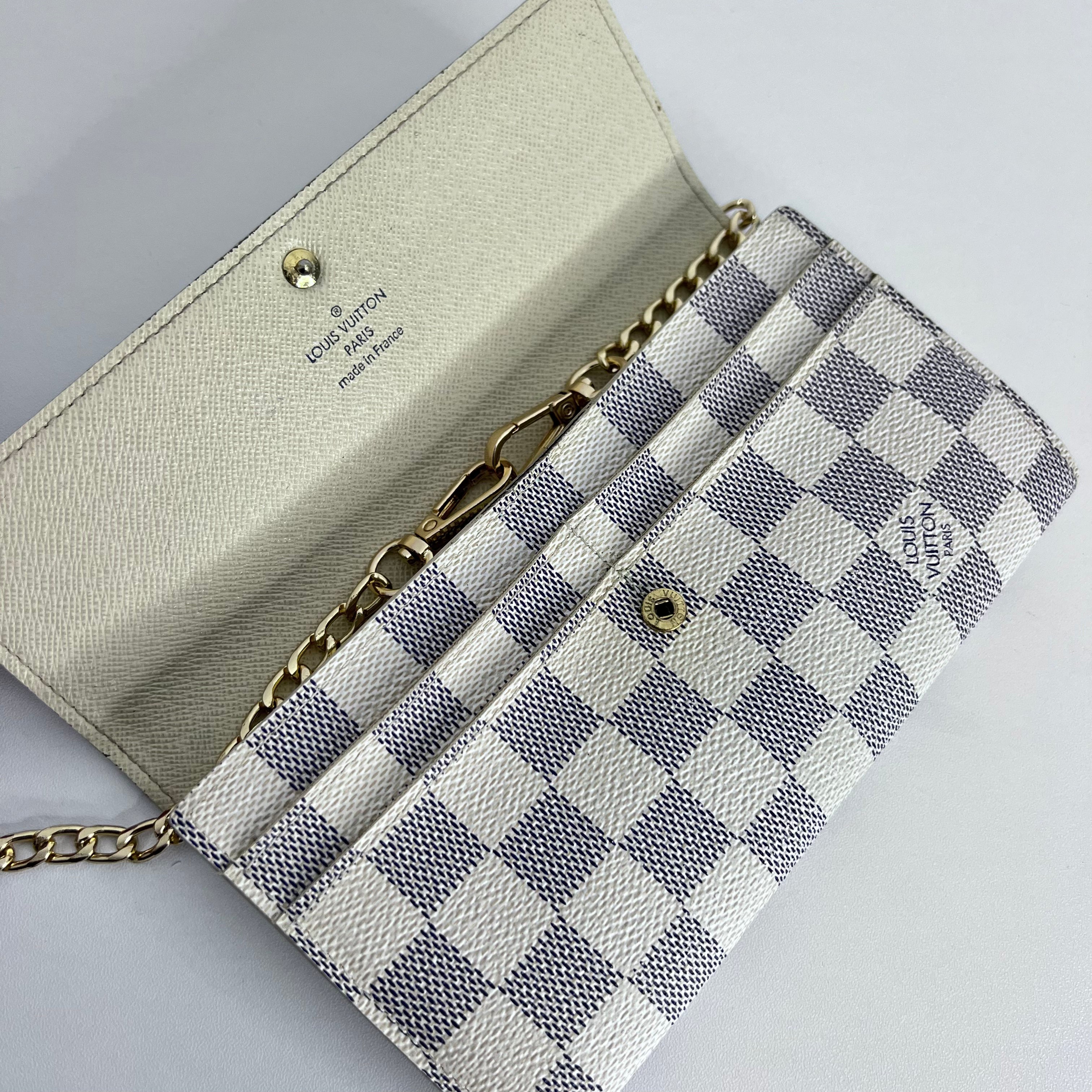 Damier Azur Long Wallet with Chain