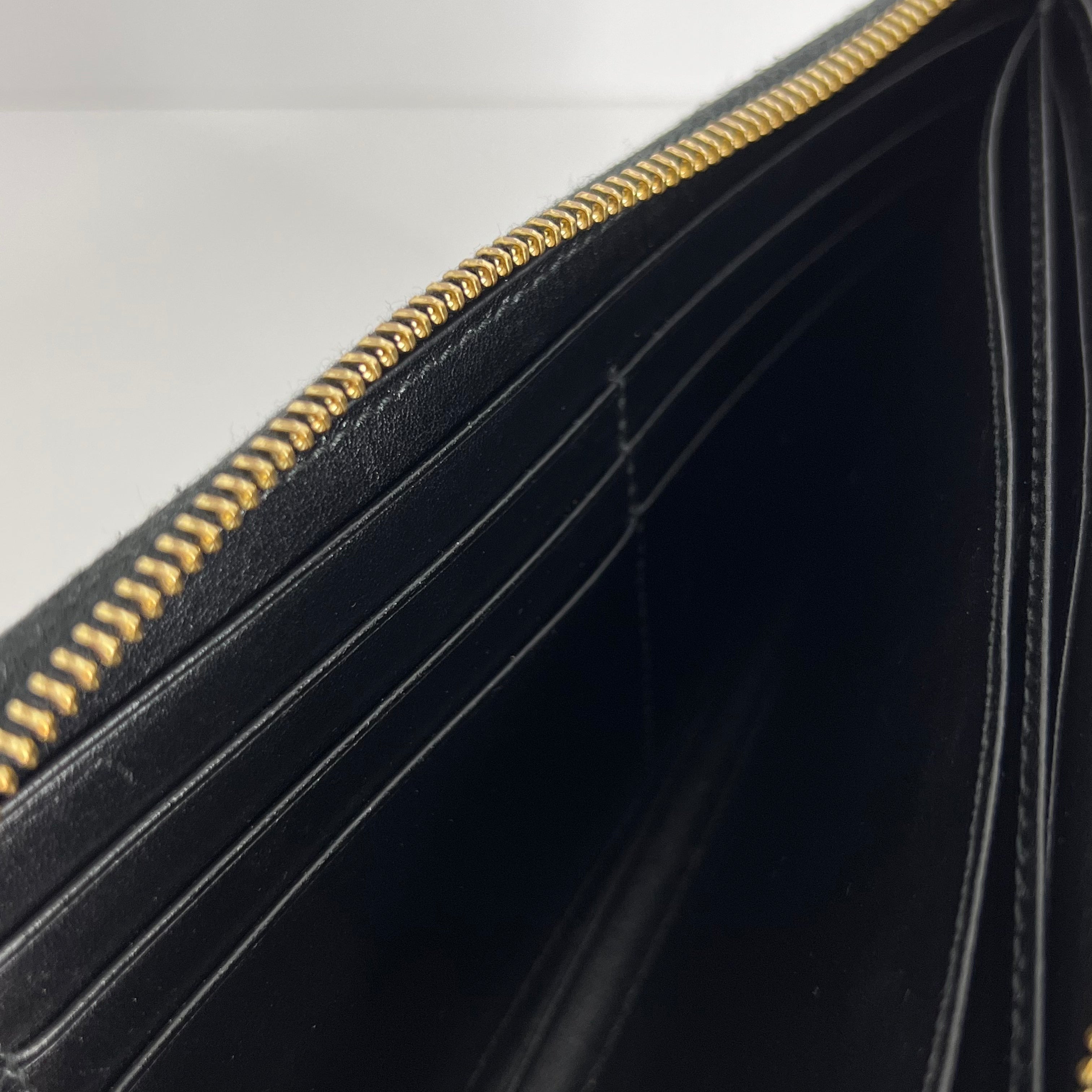 Black Half Zip Long Wallet