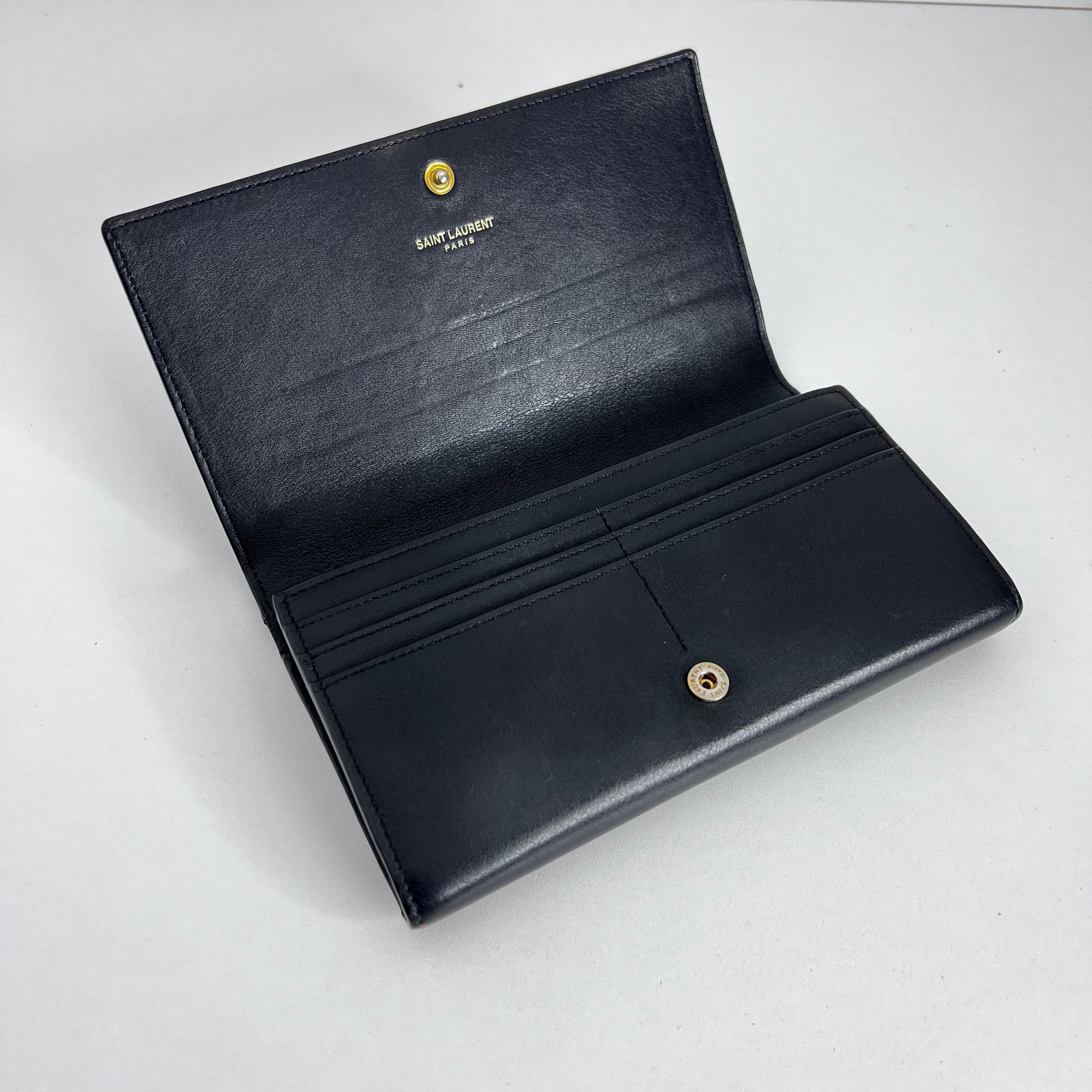 Black Long Wallet with Gold Chain