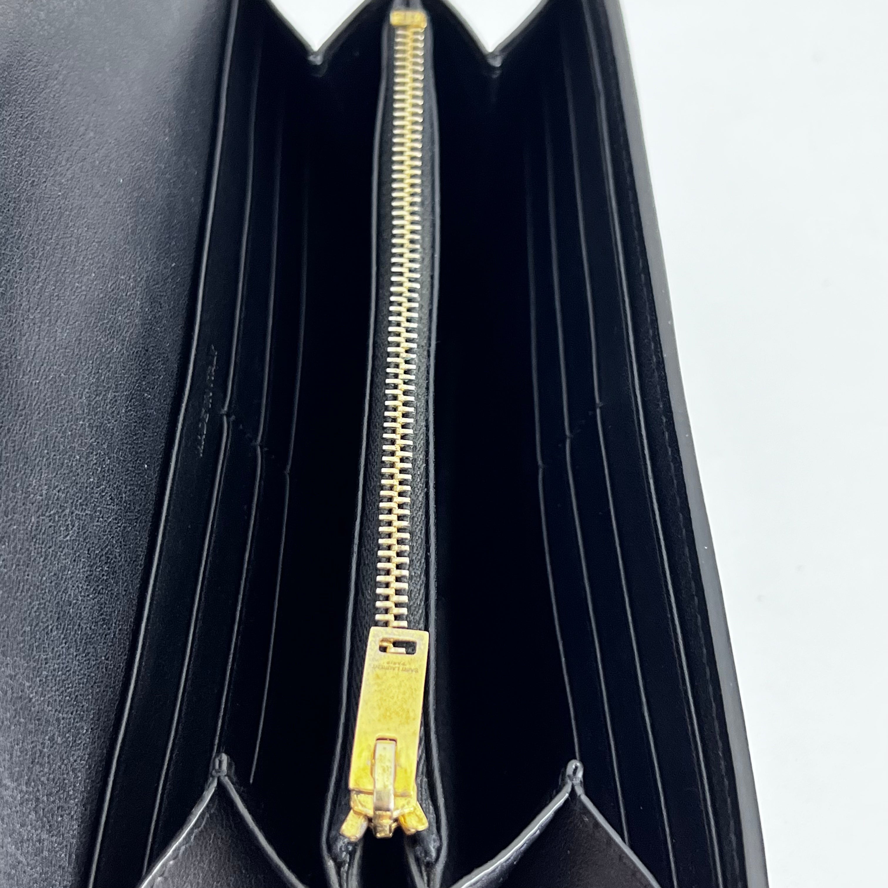 Black Long Wallet with Gold Chain