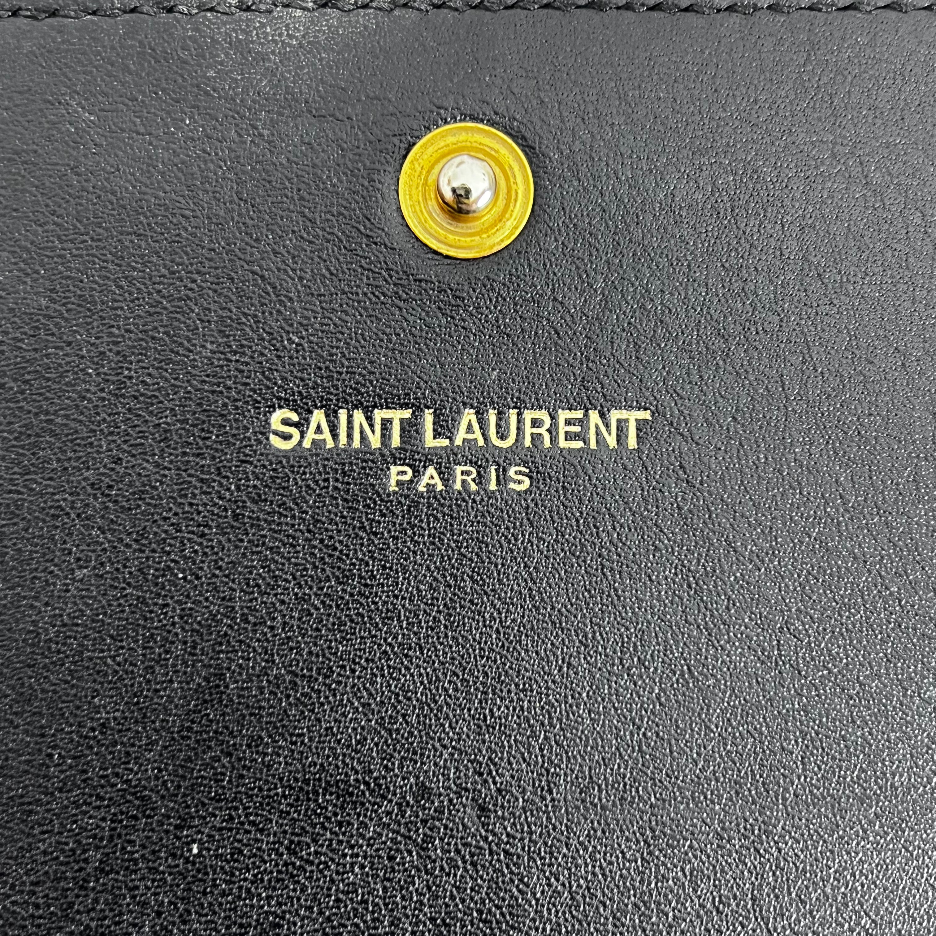 Black Long Wallet with Gold Chain