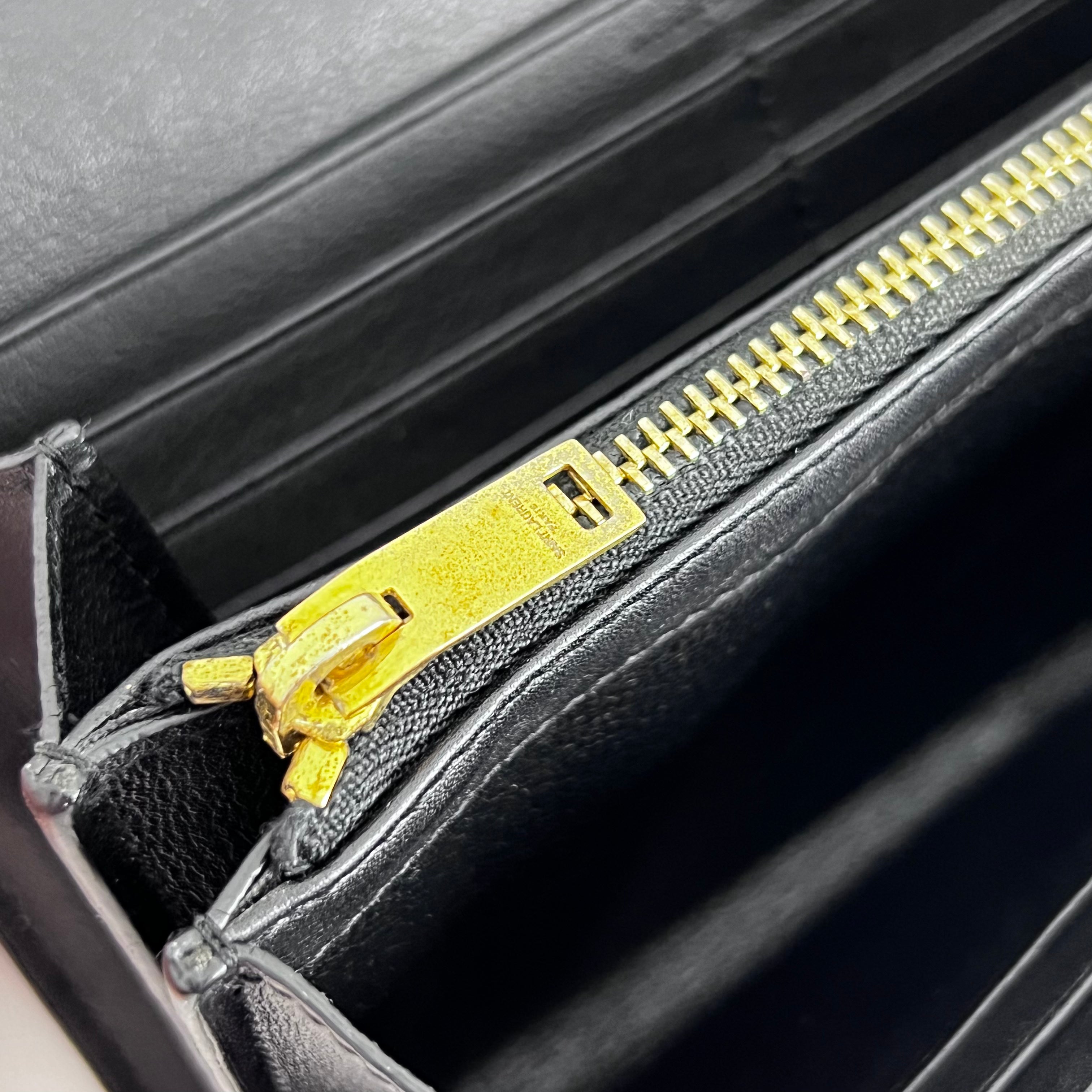 Black Long Wallet with Gold Chain