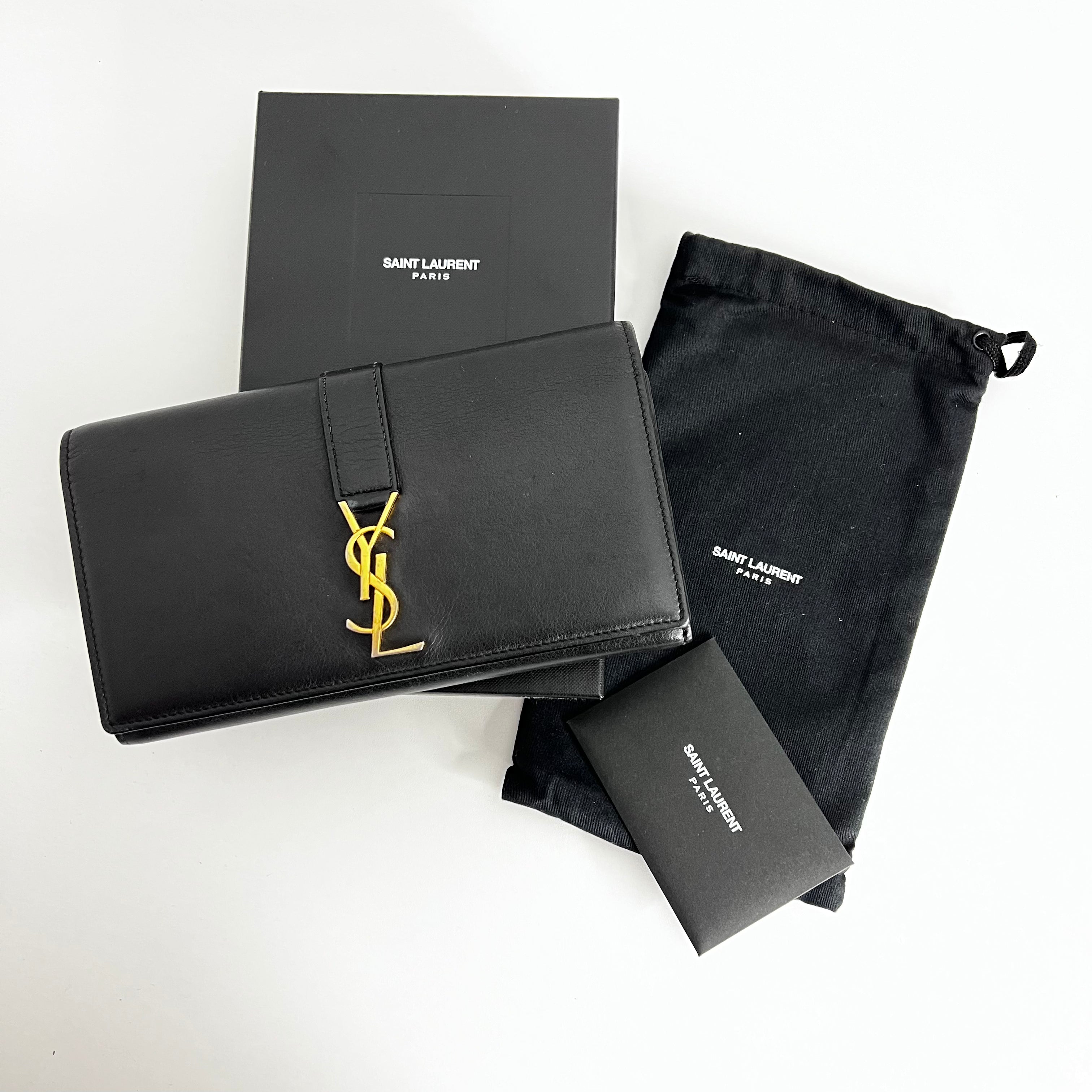 Black Long Wallet with Gold Chain