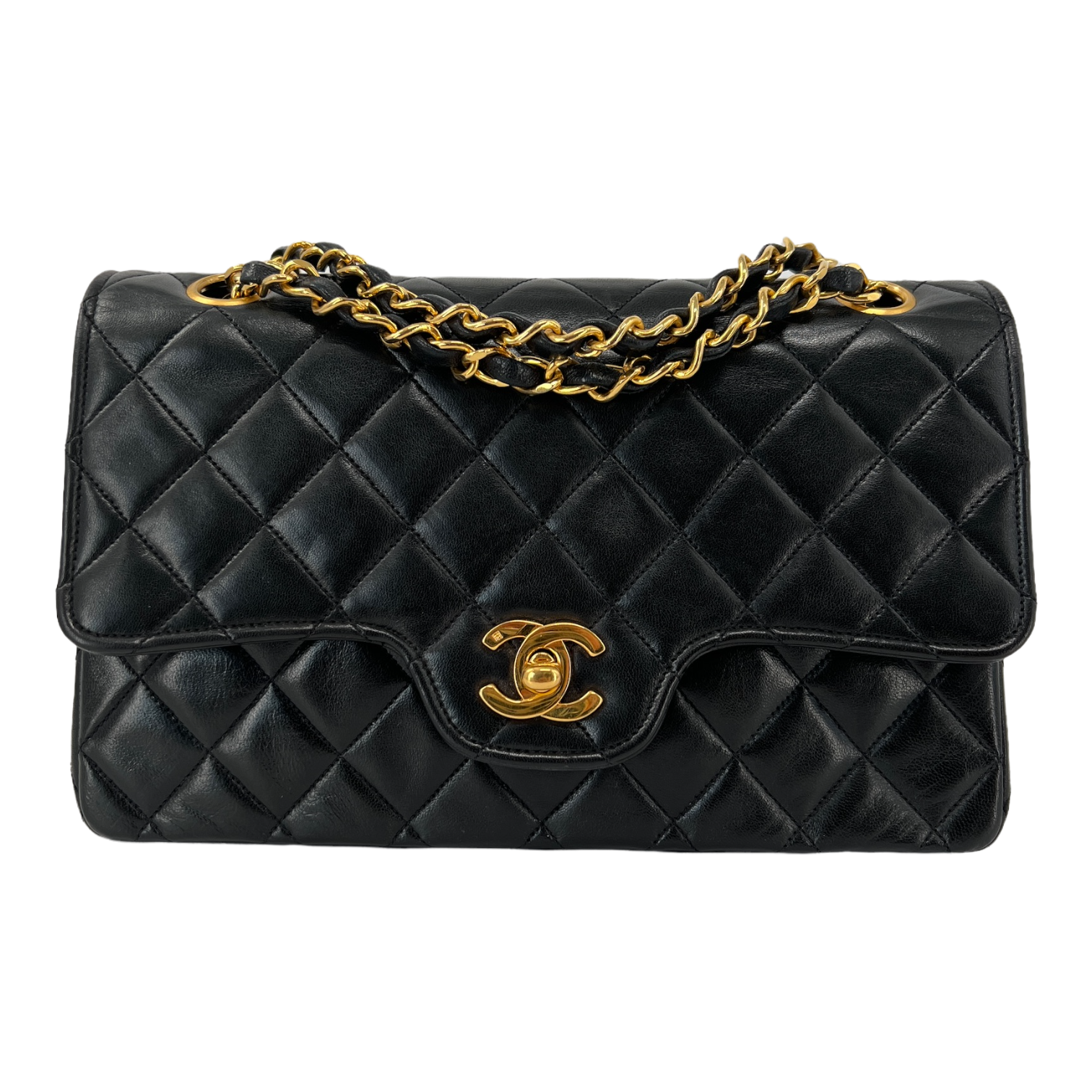 Black Small Quilted Lambskin Double Flap Bag