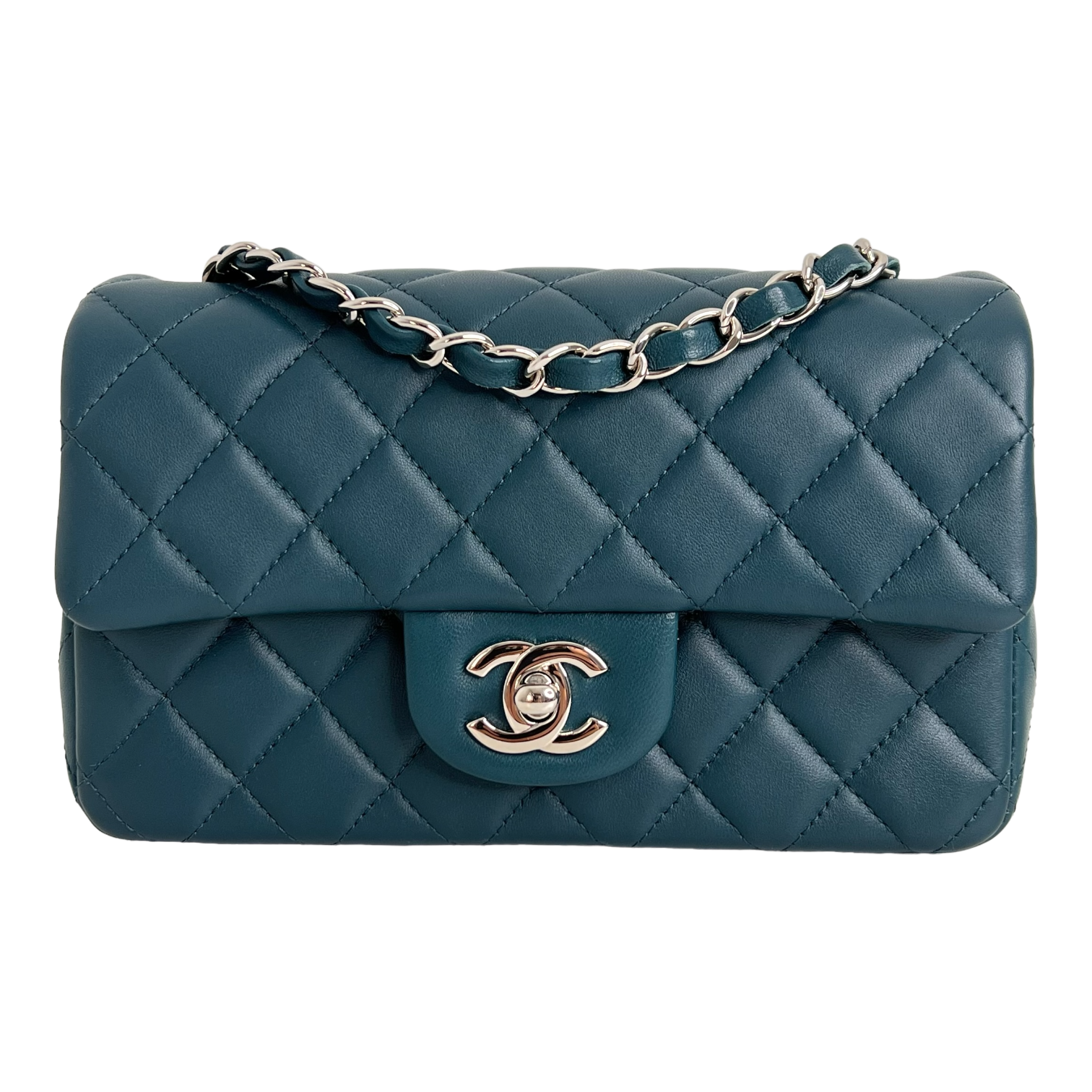 Mini Rectangle Flap in Bleu Fonce