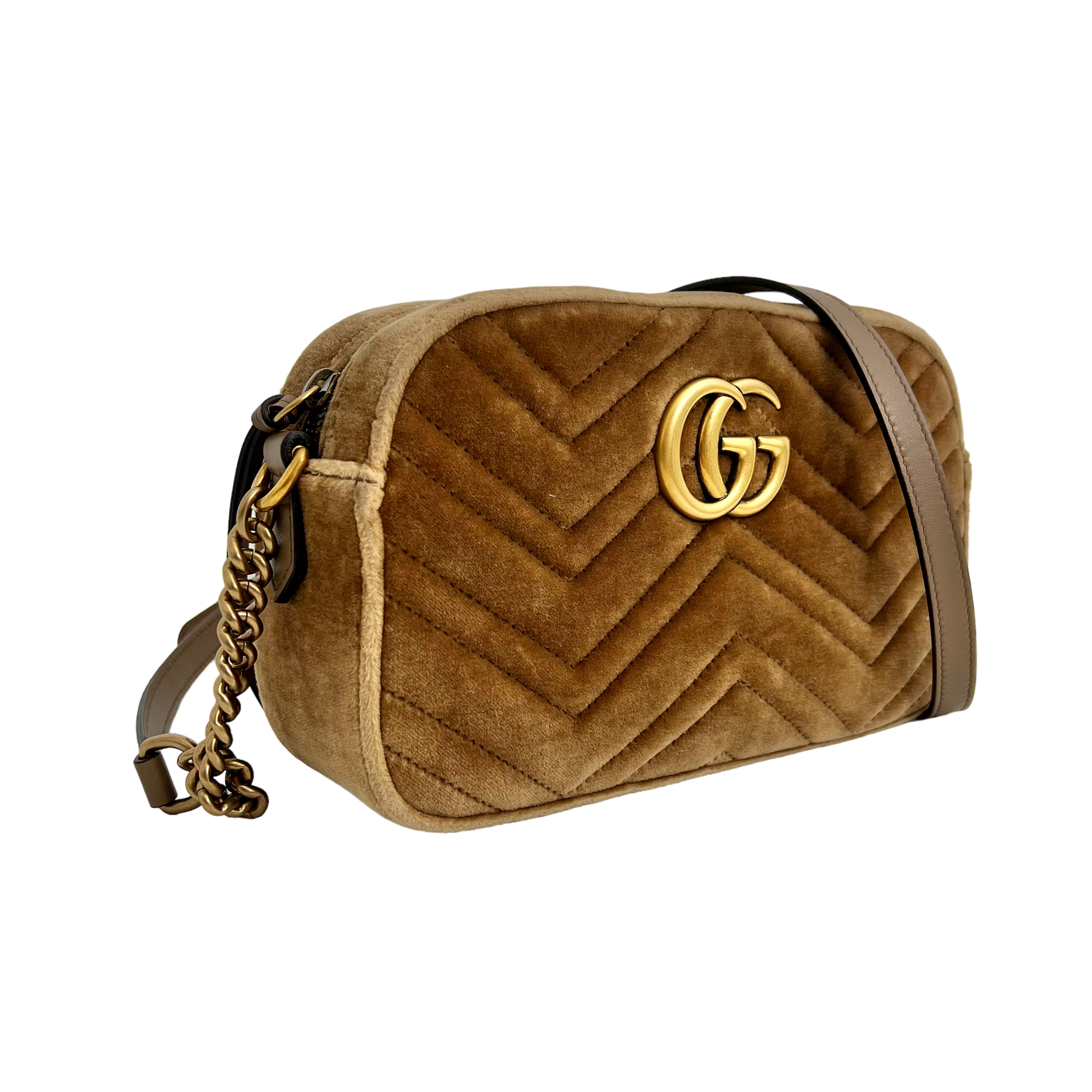 Small GG Marmont Matelassé Velvet Shoulder Bag