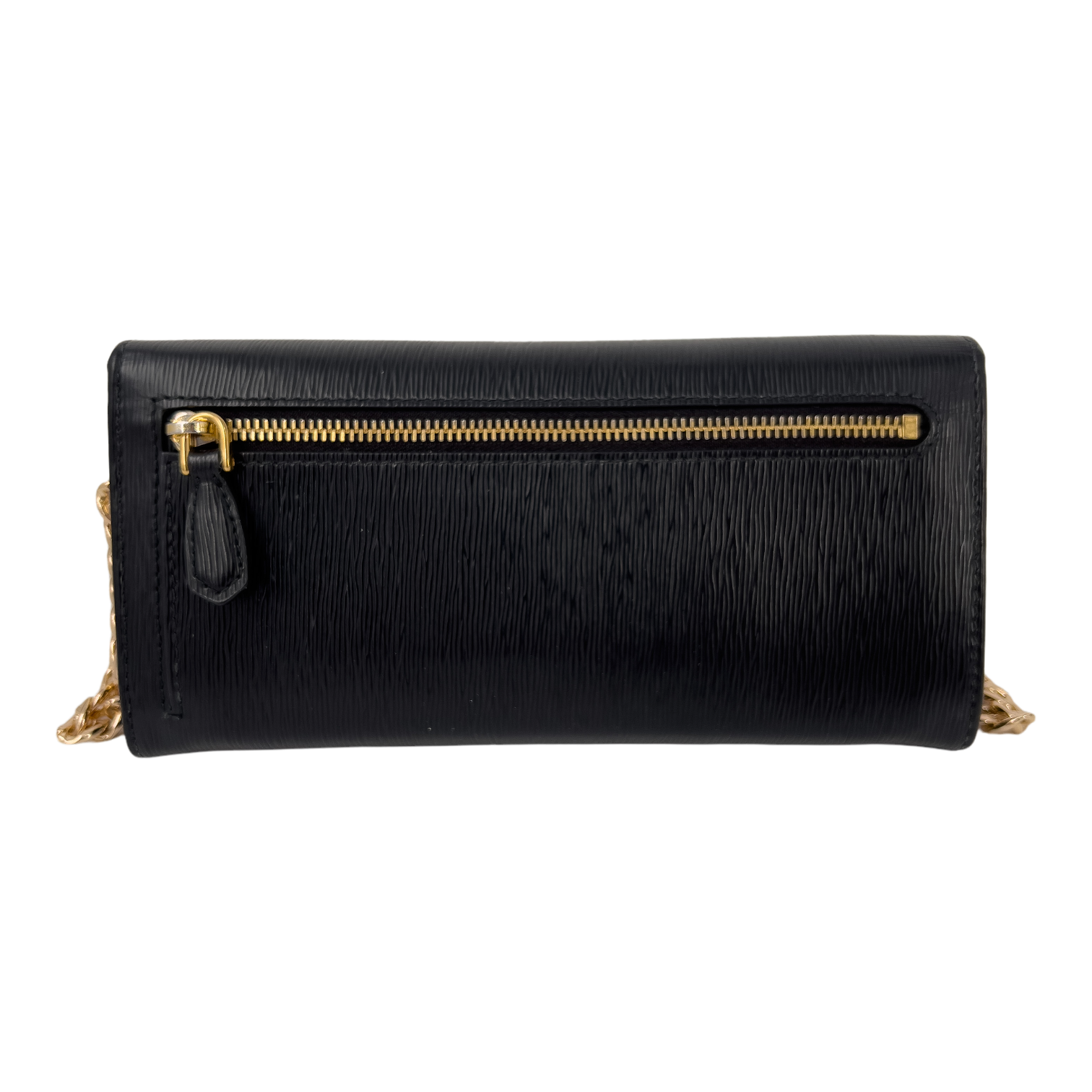 Black Saffiano Leather with Gold Chain