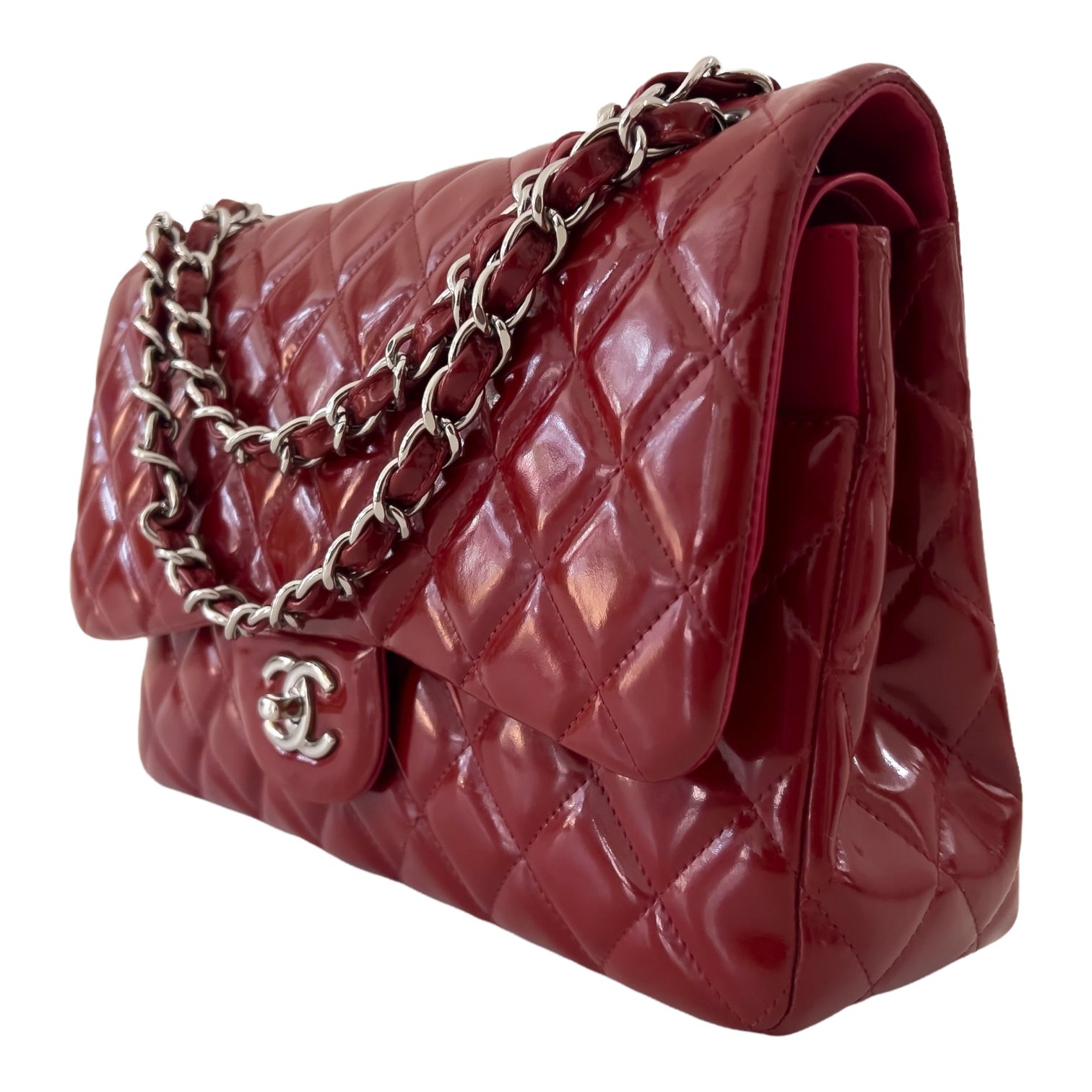 Red Patent Jumbo Classic Double Flap