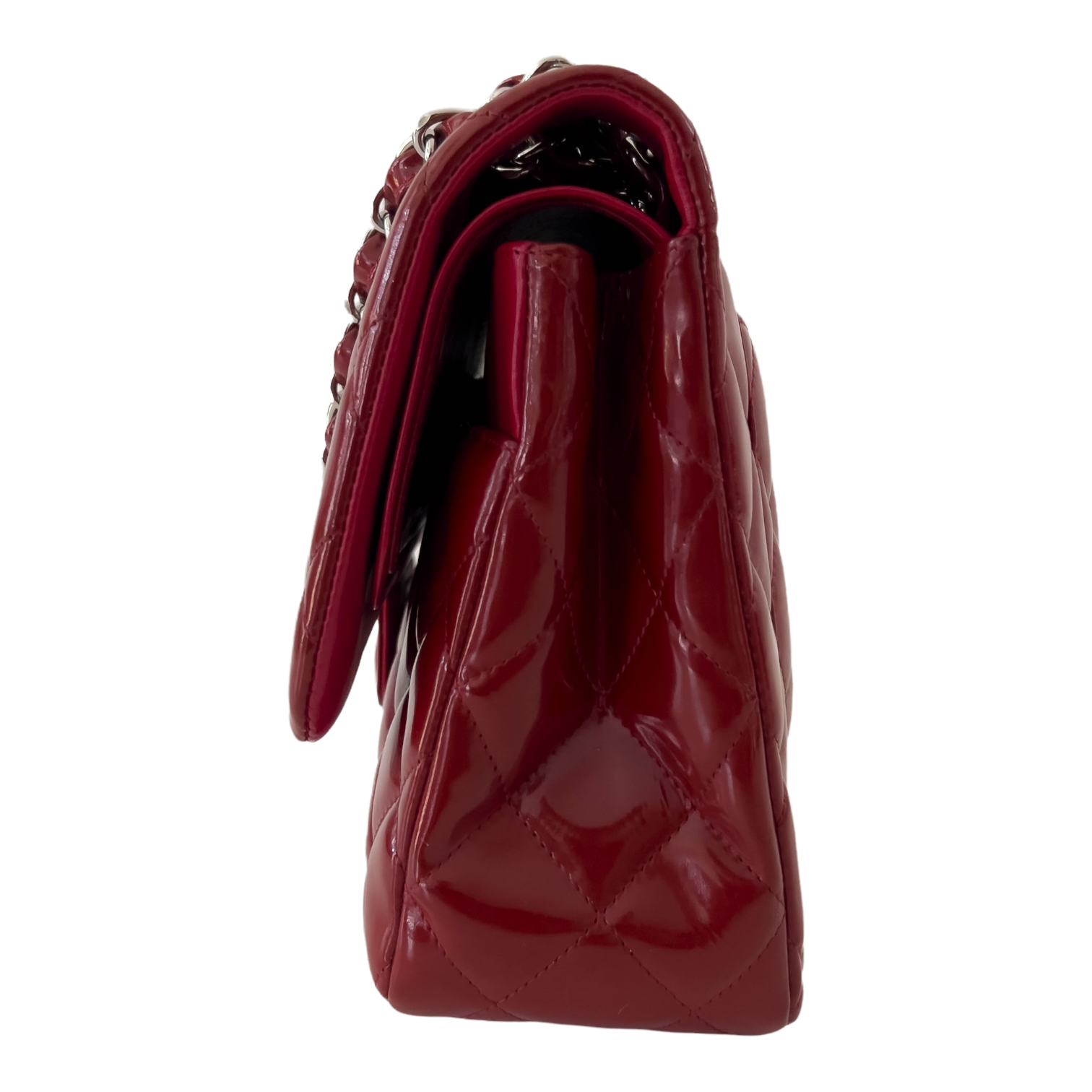 Red Patent Jumbo Classic Double Flap