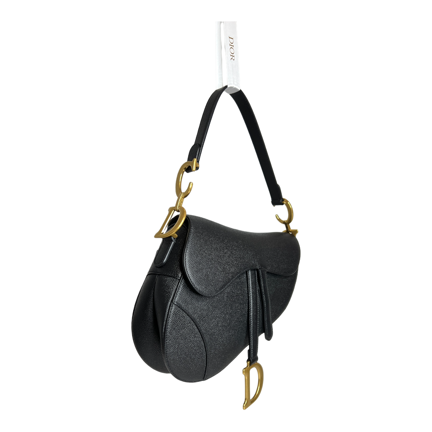Black Grained Calfskin Saddle Bag