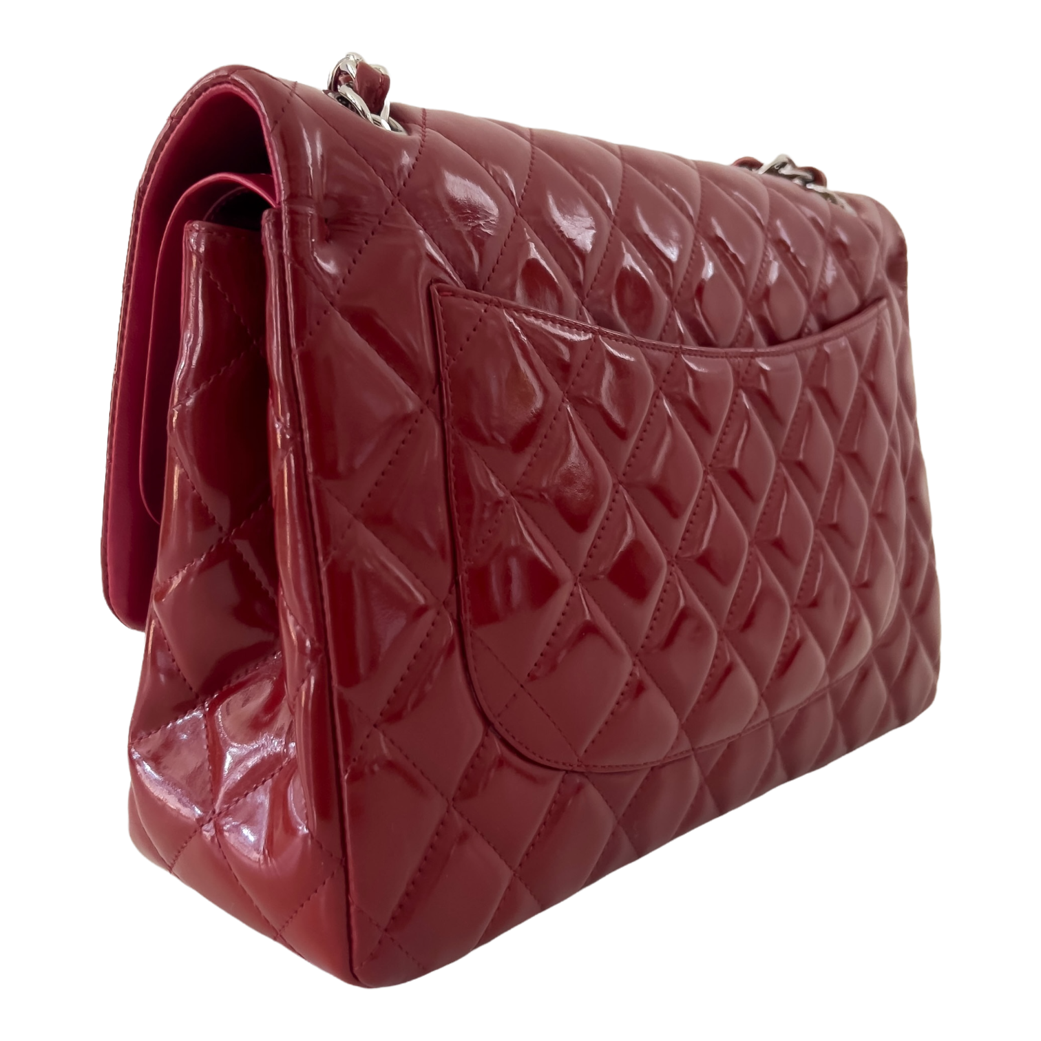 Red Patent Jumbo Classic Double Flap