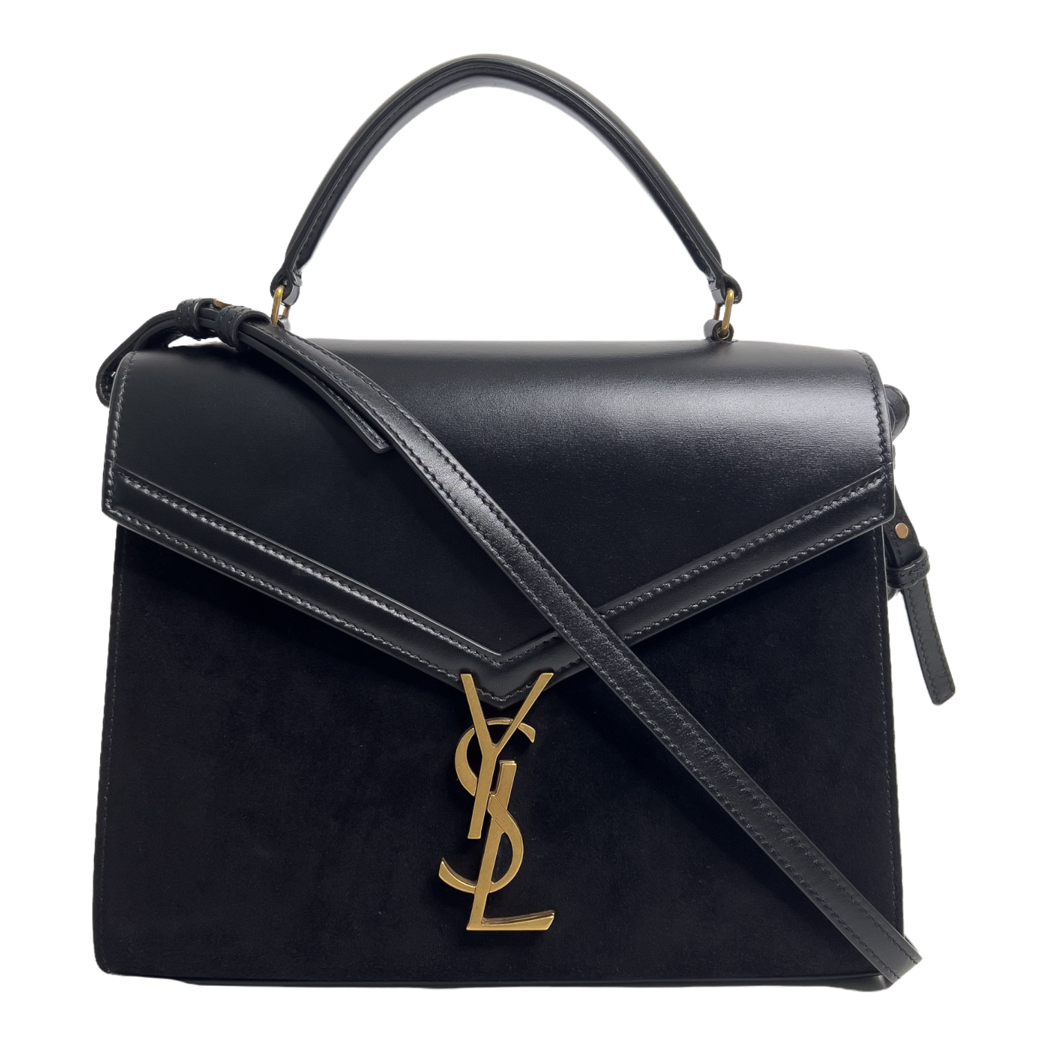 Medium Cassandra Top Handle Leather and Suade