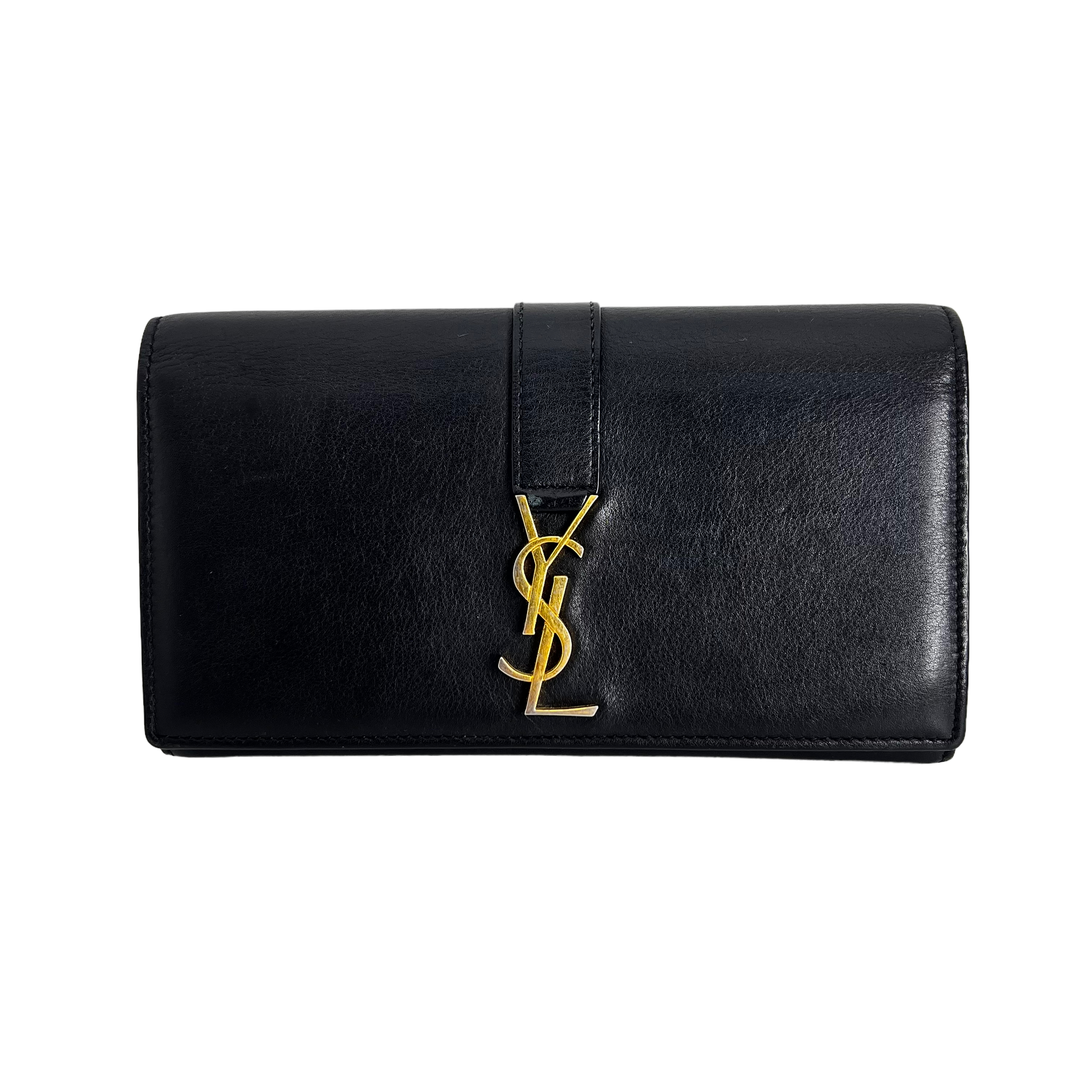 Black Long Wallet with Gold Chain
