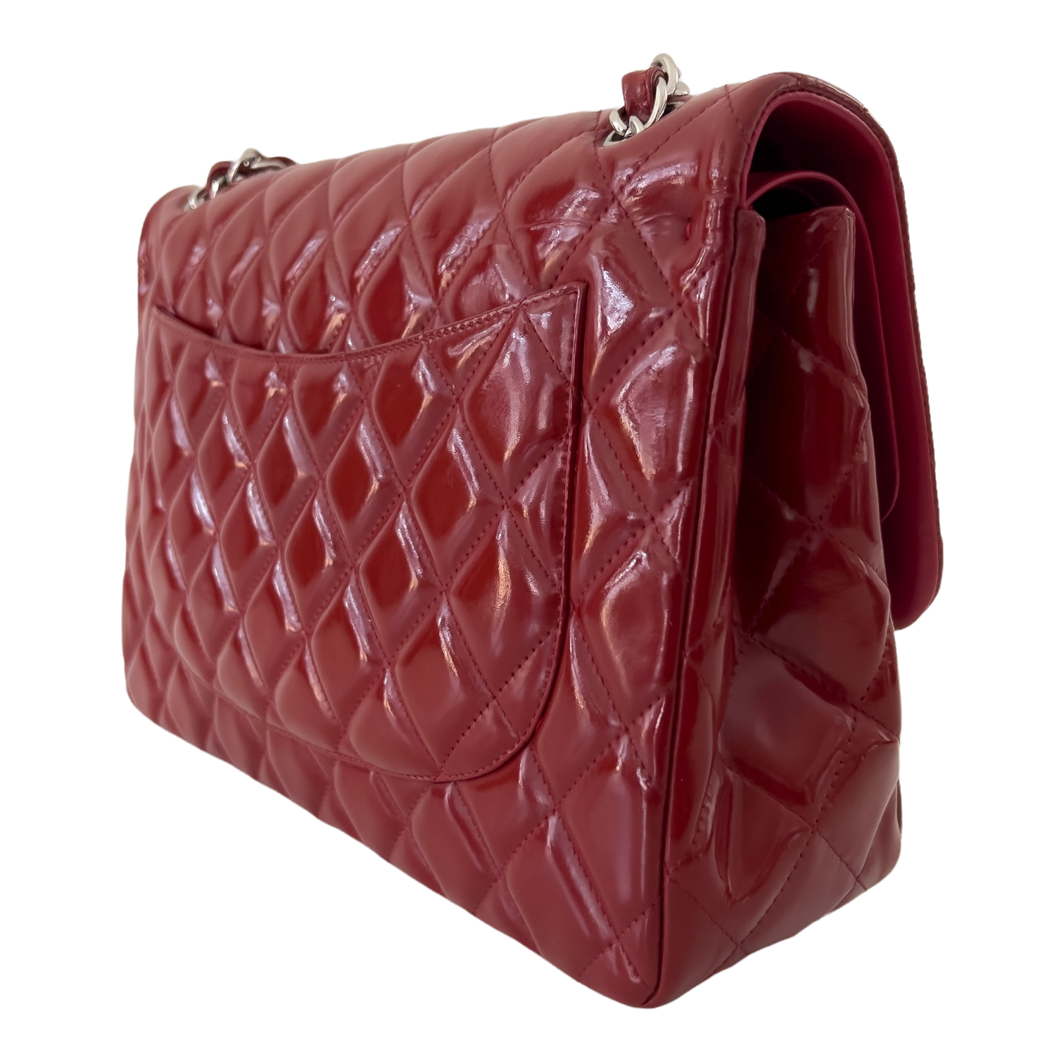 Red Patent Jumbo Classic Double Flap